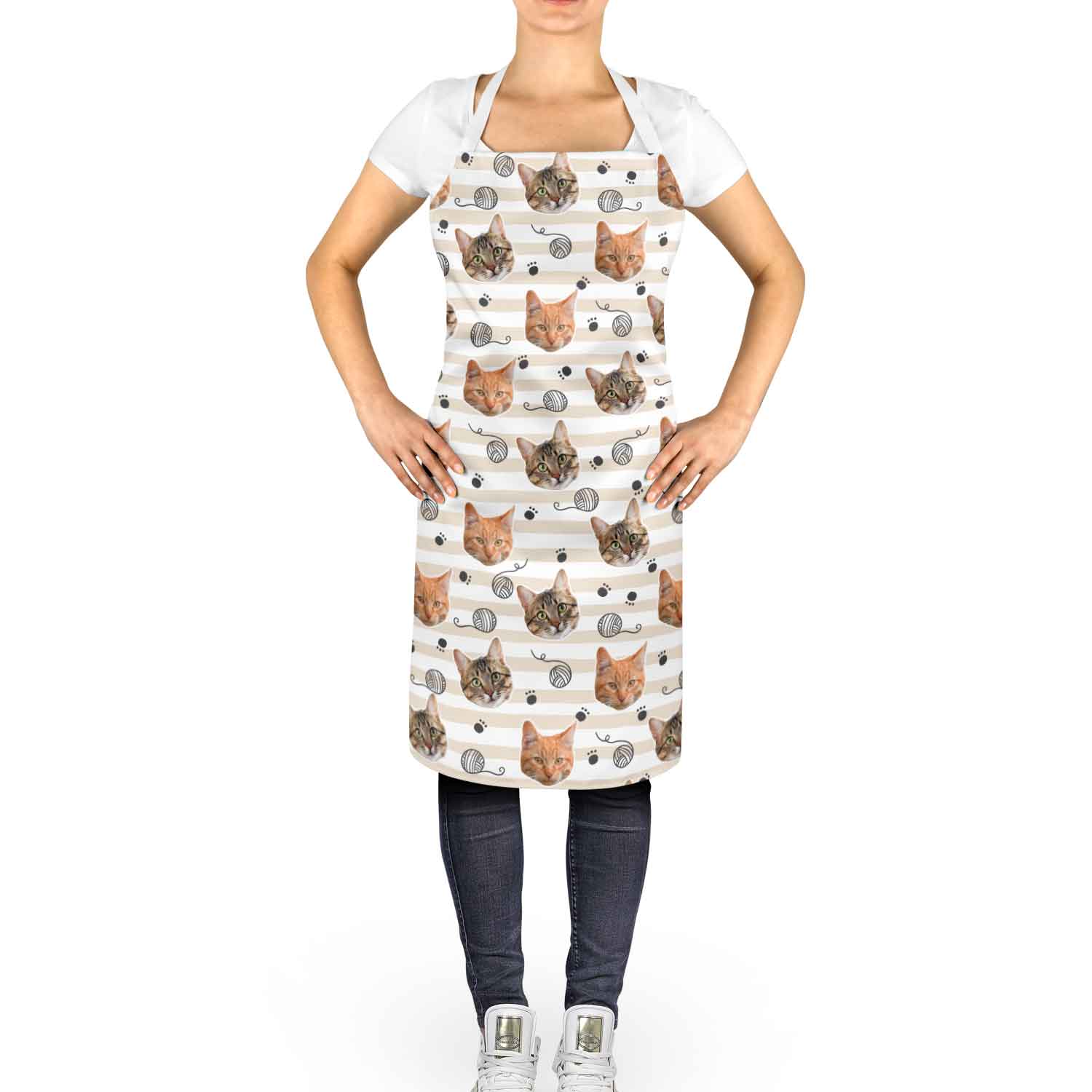Yarn & Cat Paw Prints Personalised Apron