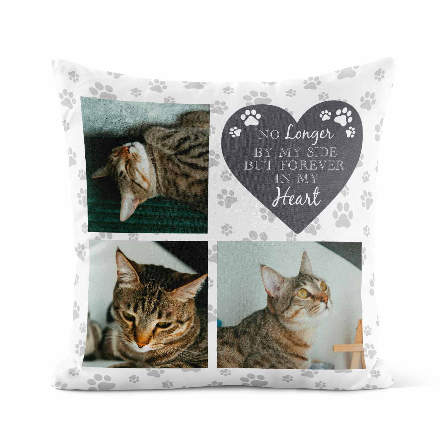 Forever In My Heart Photo Collage Cat Memorial Cushion