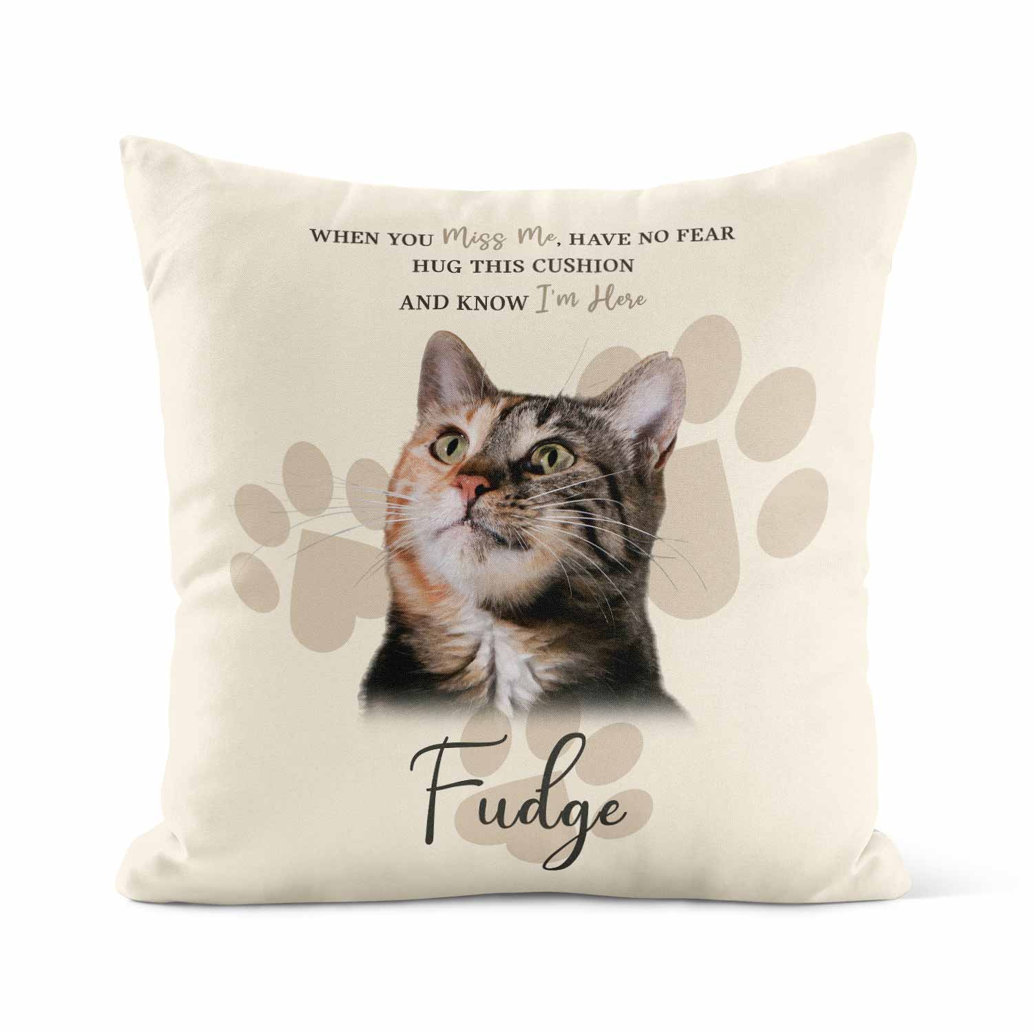 When You Miss Me Know I'm Here Cat (Name) Memorial Cushion