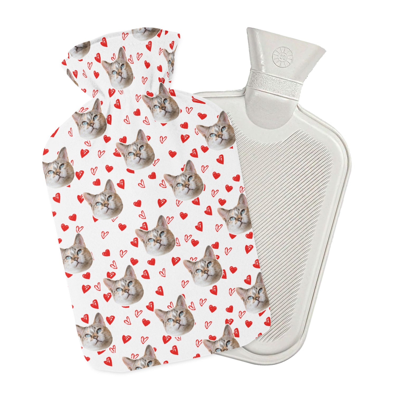 Love Hearts Cat Hot Water Bottle