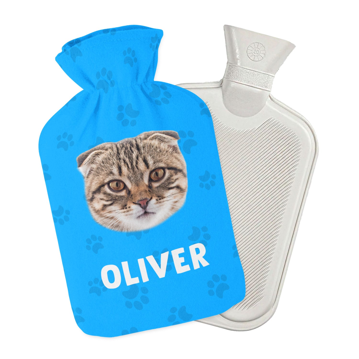 Your Cats Face & Name Personalised Hot Water Bottle