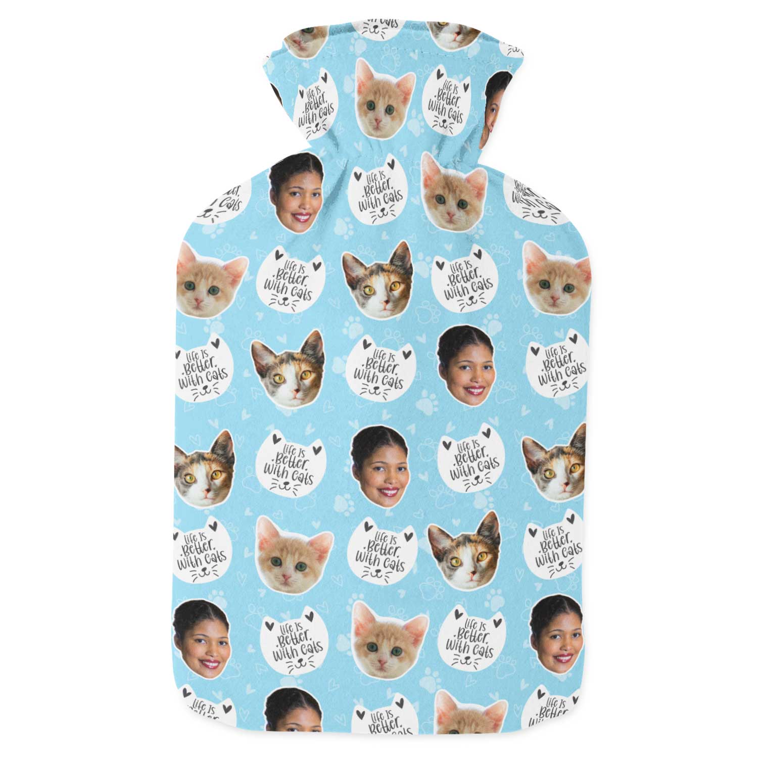 Life Is Better With Cats Personalised Hot Water Bottle