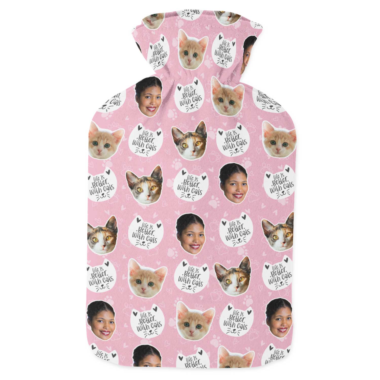 Life Is Better With Cats Personalised Hot Water Bottle