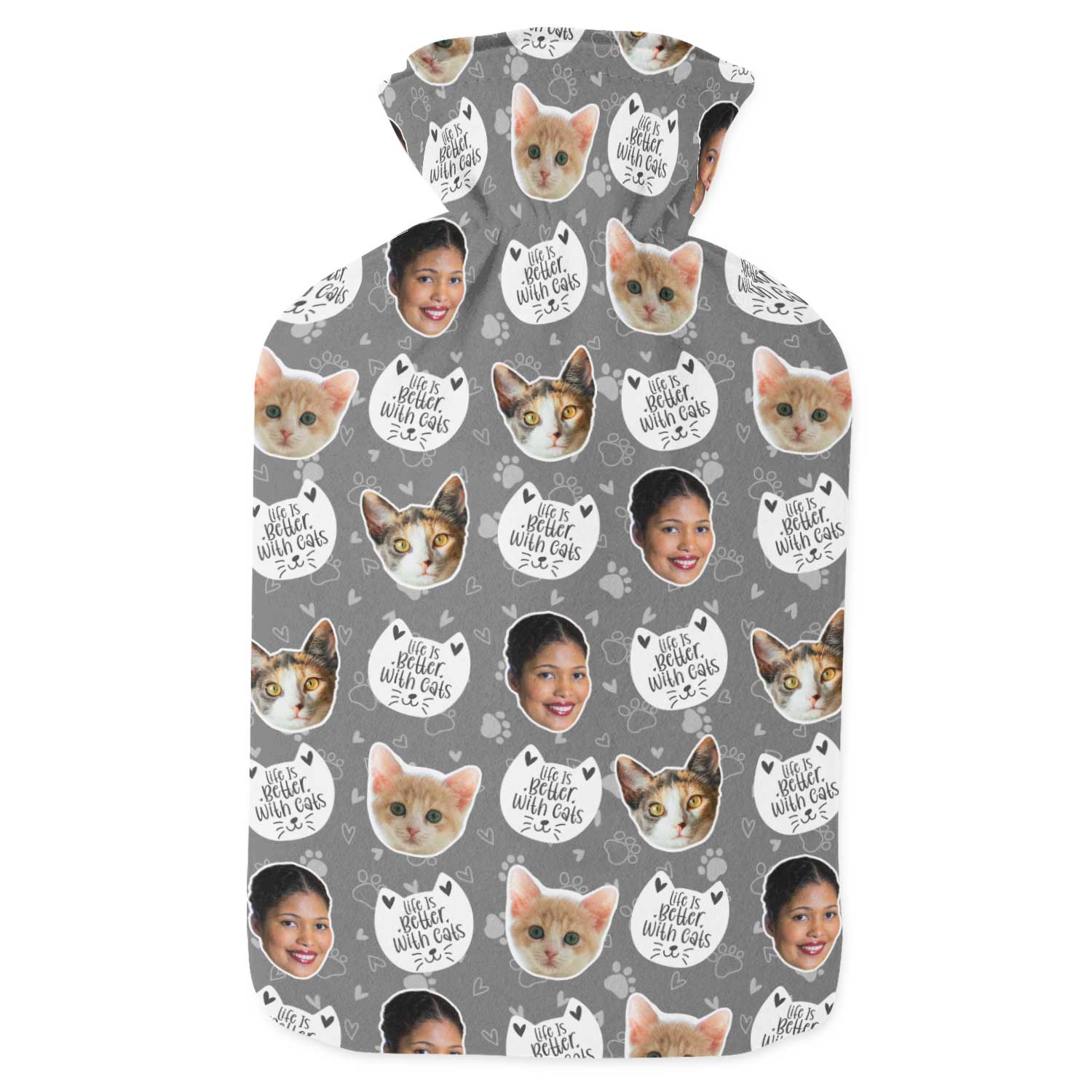 Life Is Better With Cats Personalised Hot Water Bottle