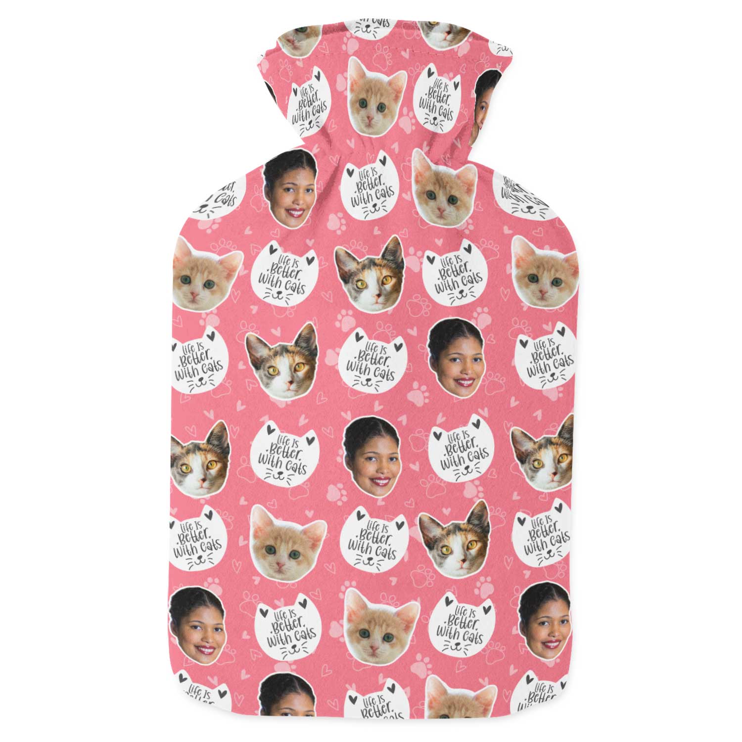 Life Is Better With Cats Personalised Hot Water Bottle