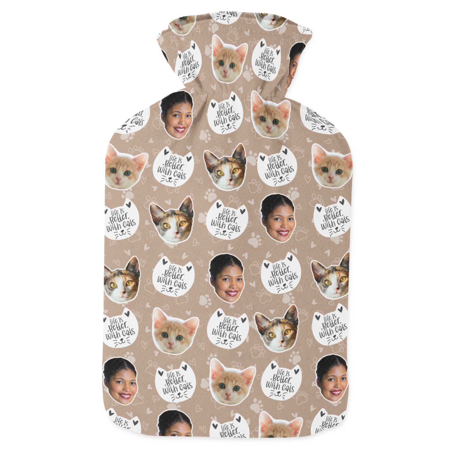 Life Is Better With Cats Personalised Hot Water Bottle