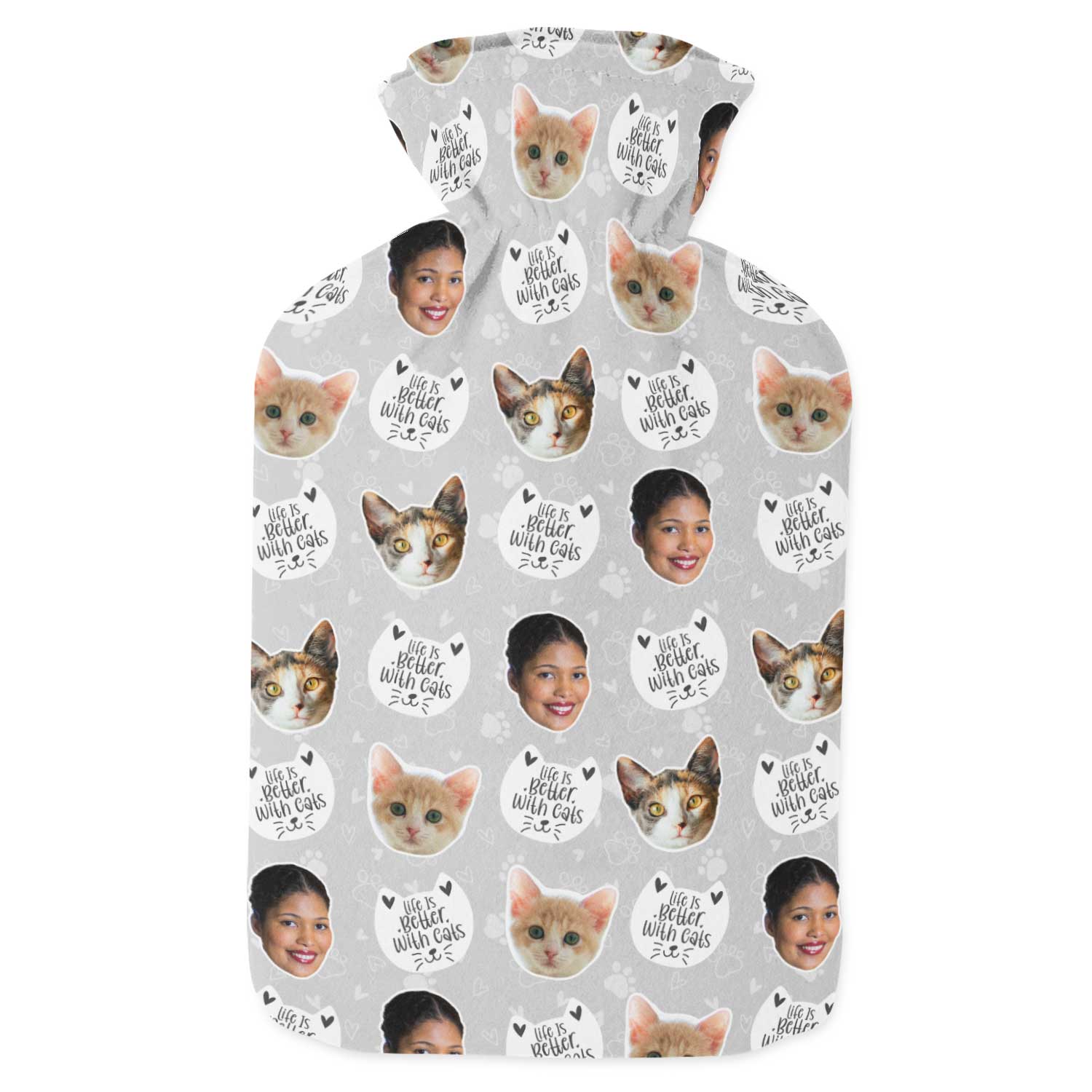 Life Is Better With Cats Personalised Hot Water Bottle