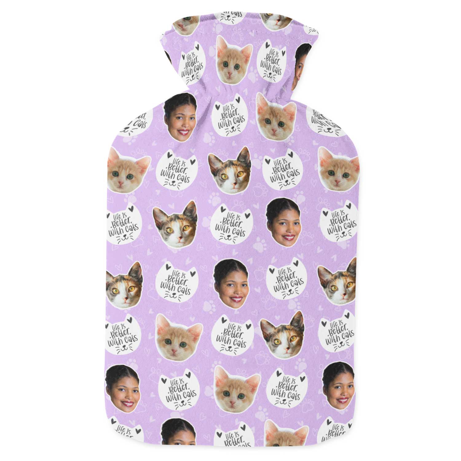 Life Is Better With Cats Personalised Hot Water Bottle
