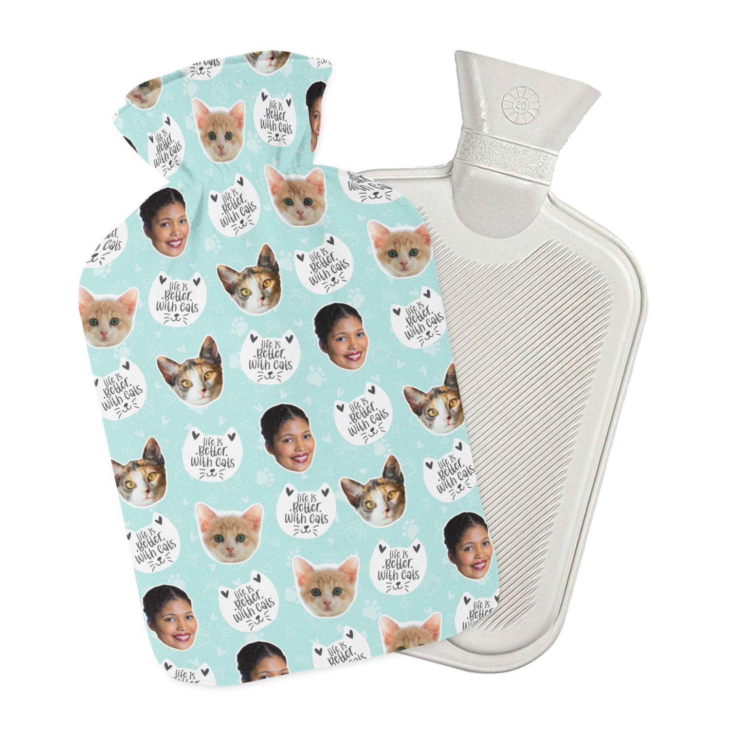 Life Is Better With Cats Personalised Hot Water Bottle