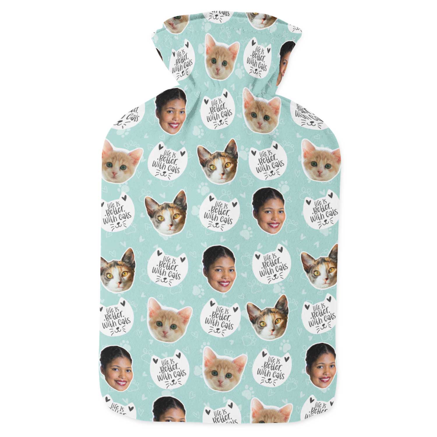 Life Is Better With Cats Personalised Hot Water Bottle