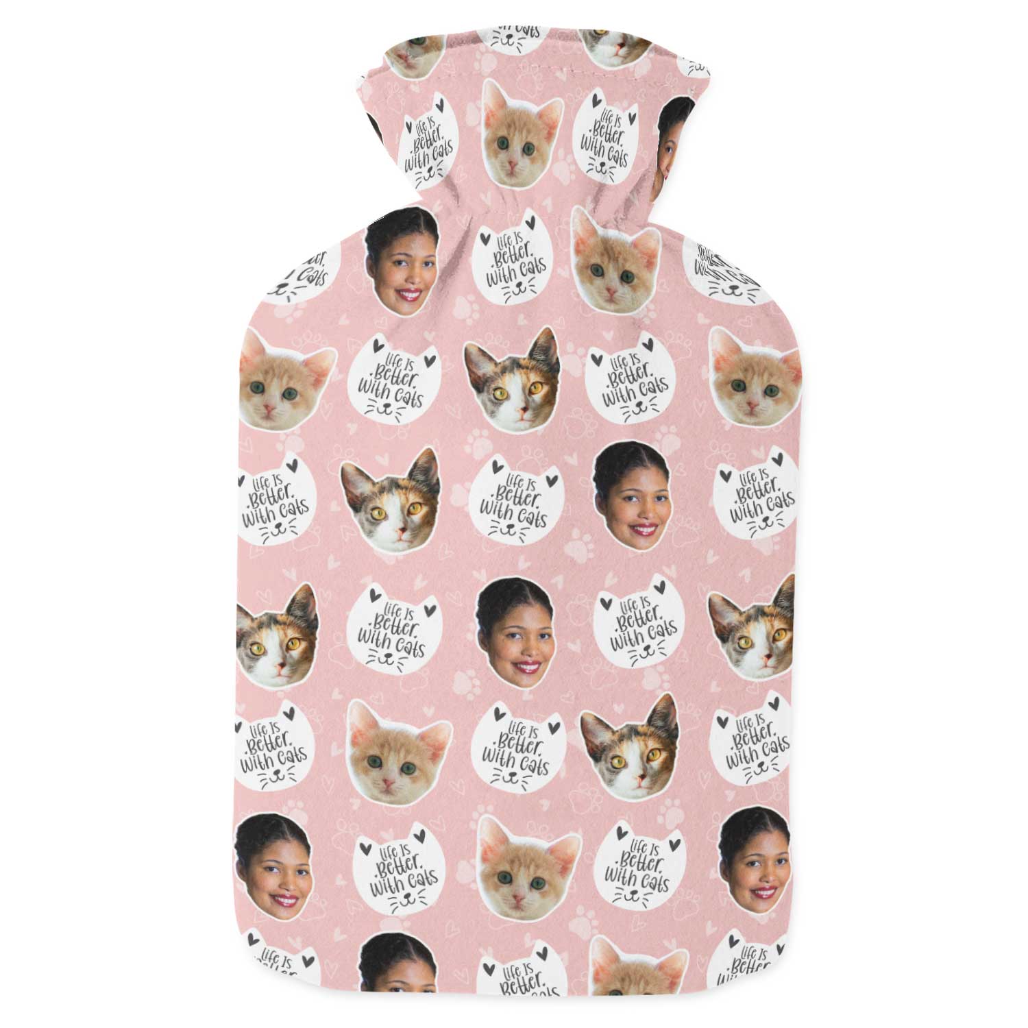 Life Is Better With Cats Personalised Hot Water Bottle