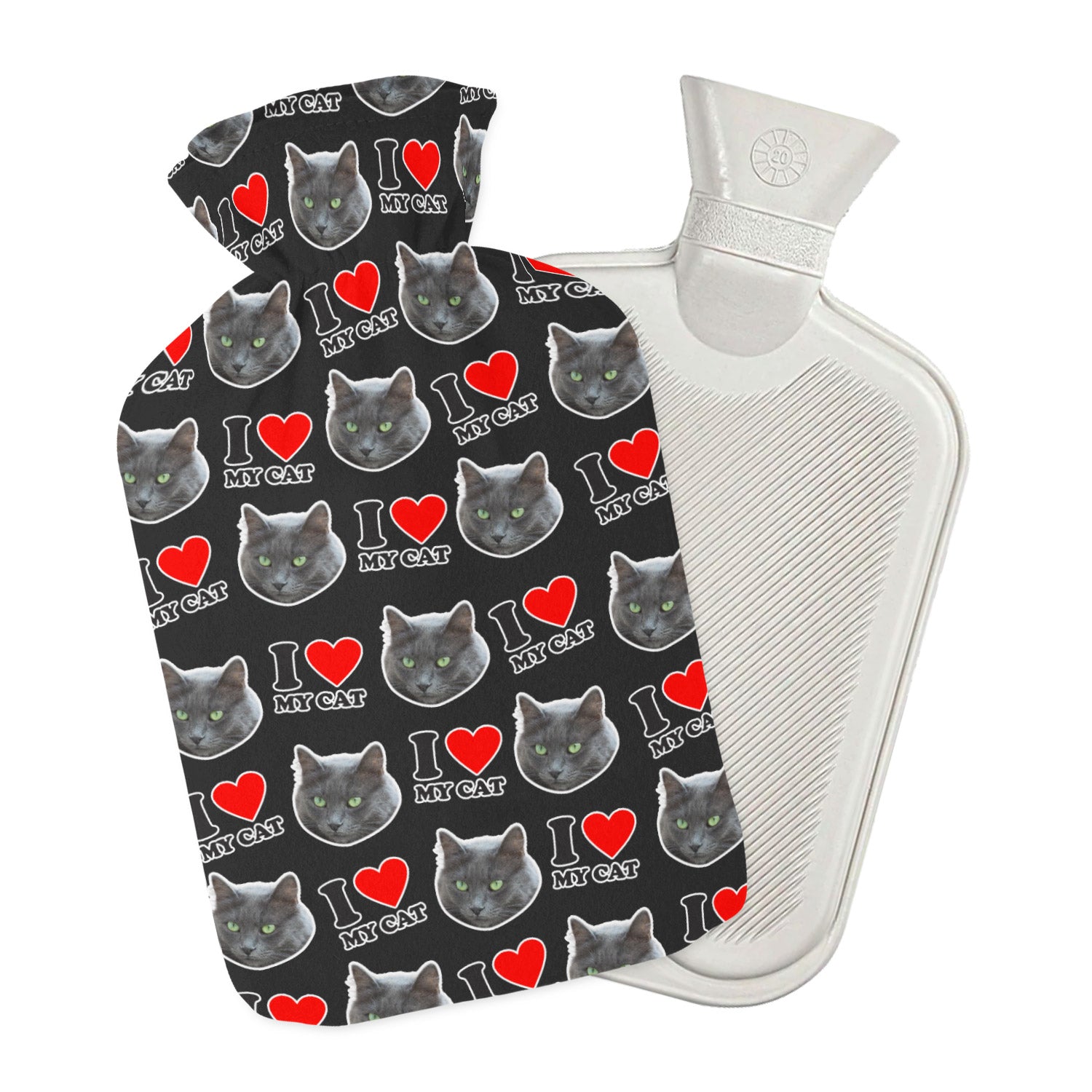 I Love My Cat Personalised Hot Water Bottle