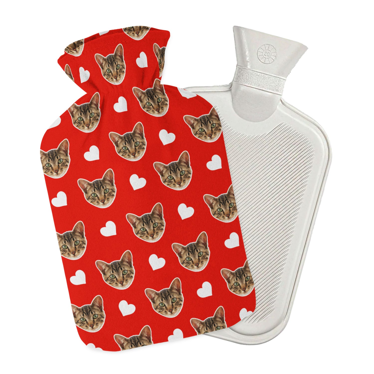 Red Love Your Cat Personalised Hot Water Bottle