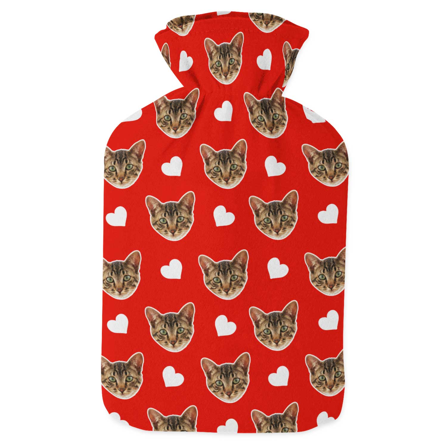 Red Love Your Cat Personalised Hot Water Bottle