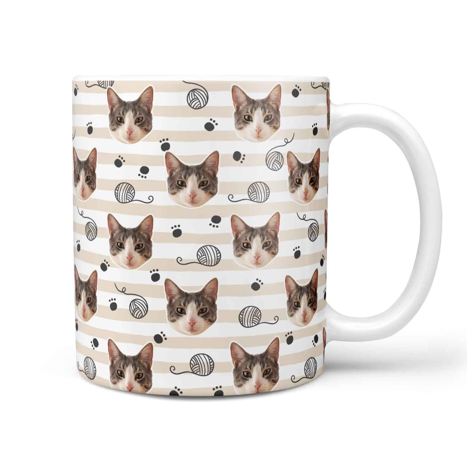 Cat Photo Wool & Paw Print Pattern Mug