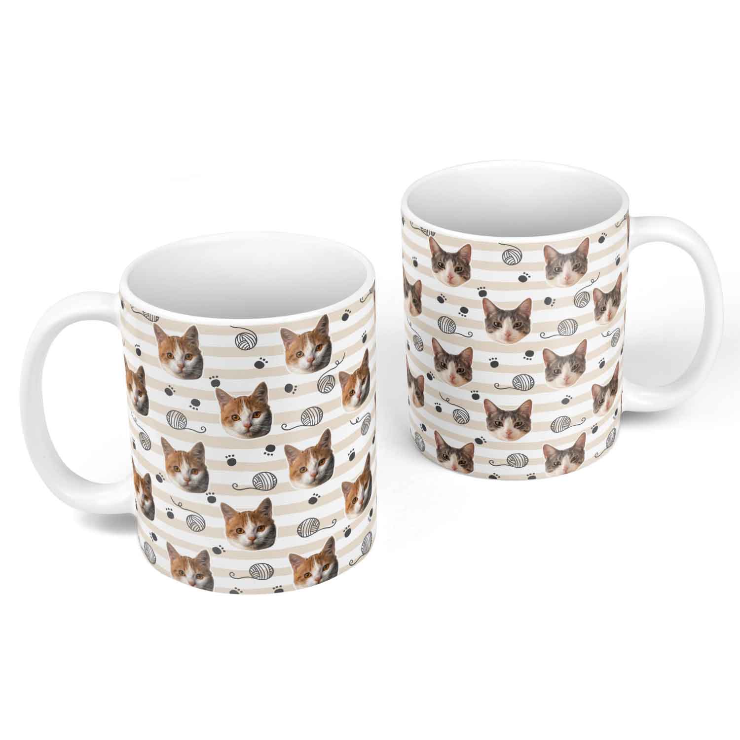 Cat Photo Wool & Paw Print Pattern Mug