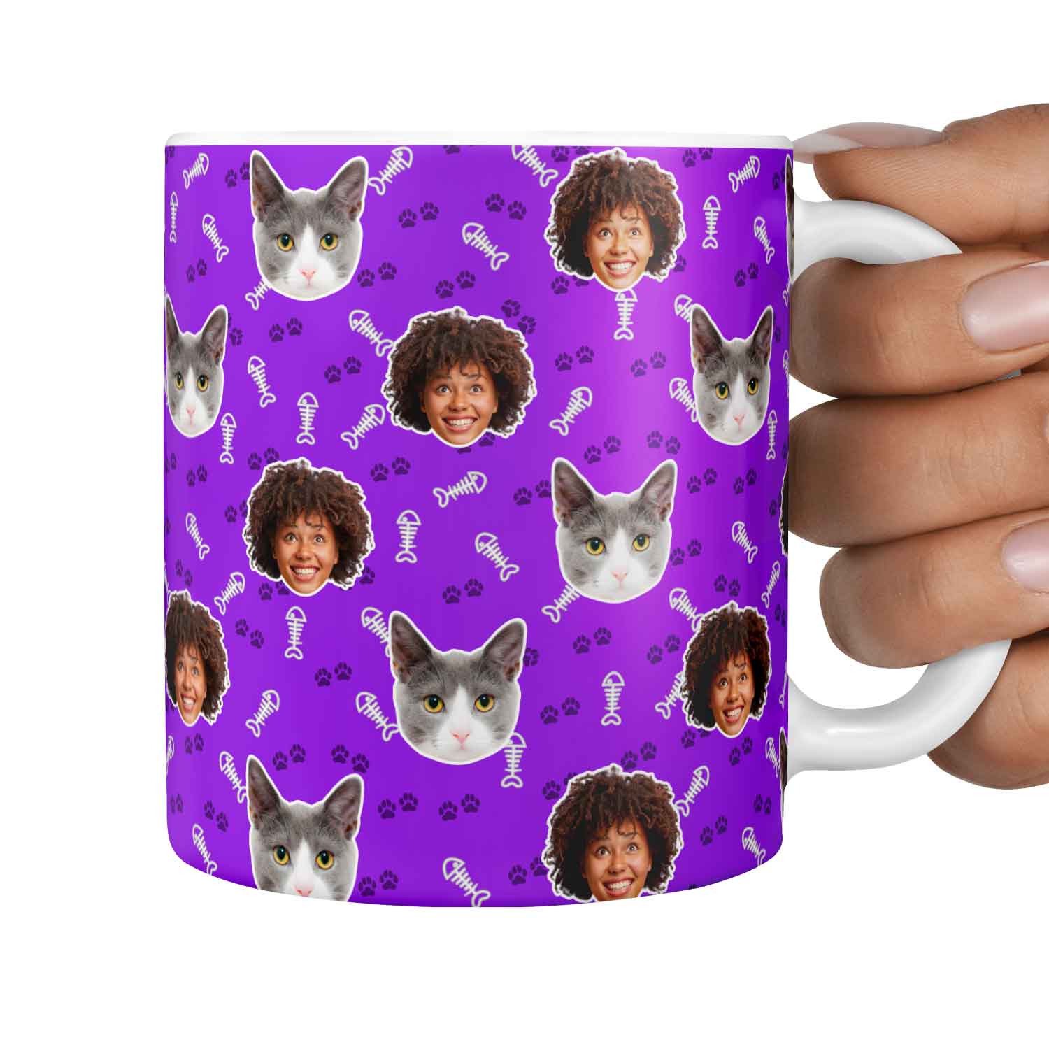 You & Your Cat Fish Bone & Paw Print Custom Cat Mug