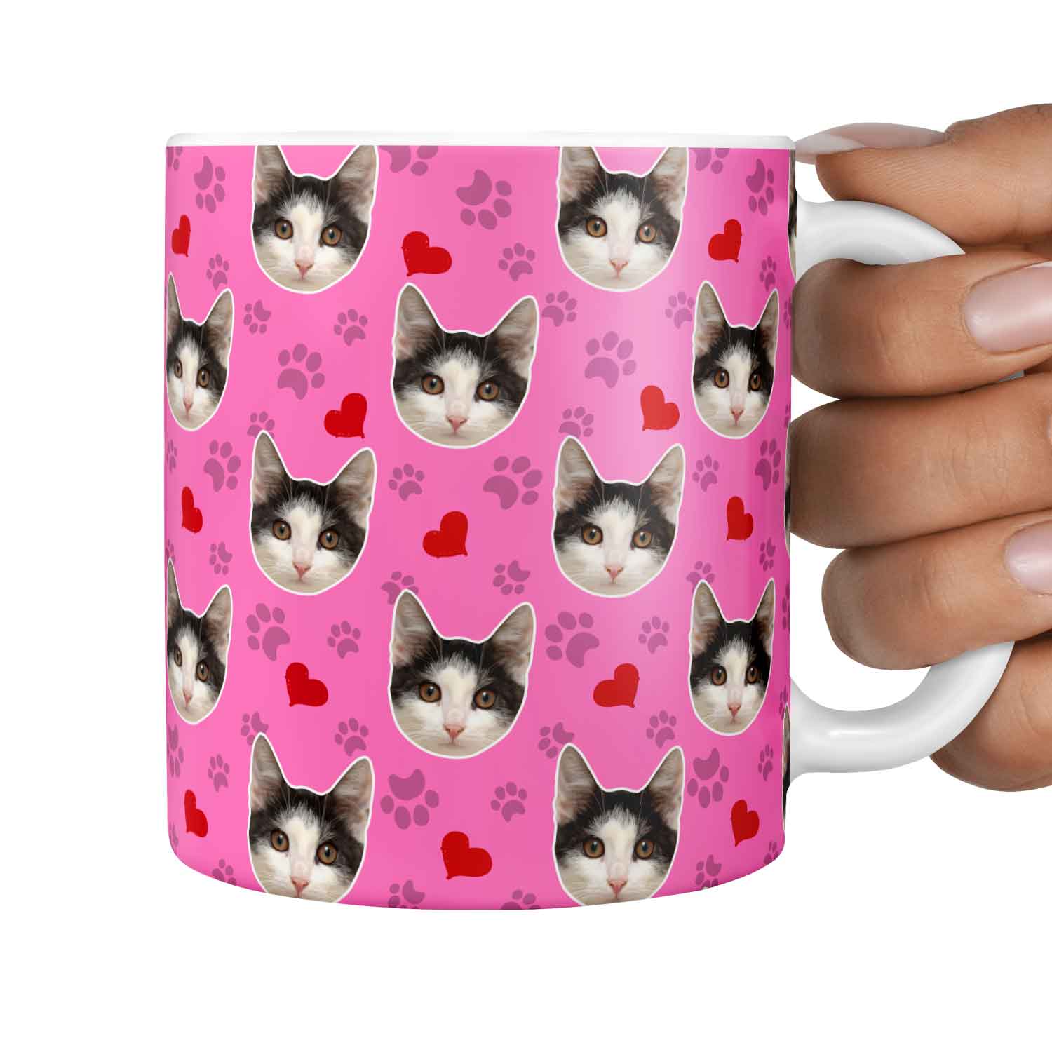 Paws & Hearts Personalised Cat Mug