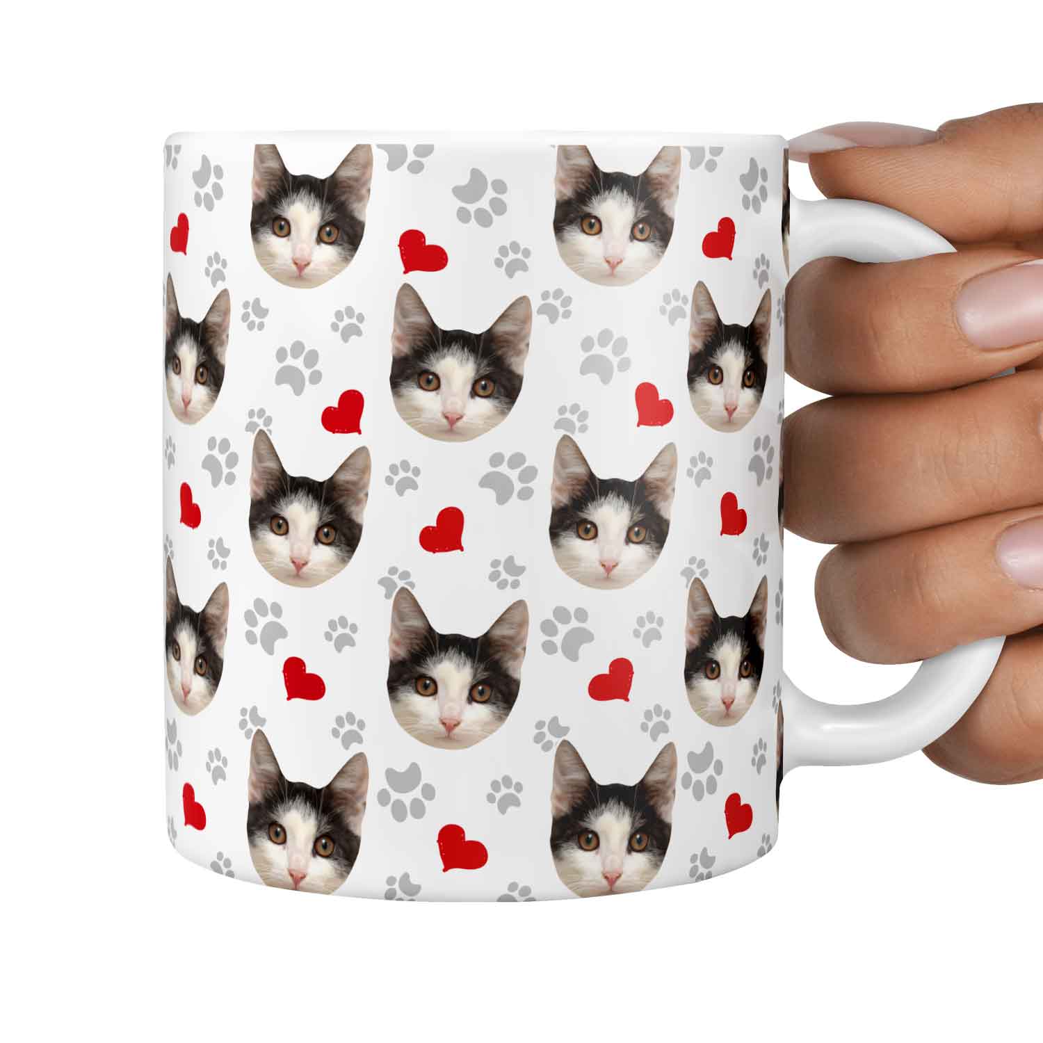 Paws & Hearts Personalised Cat Mug