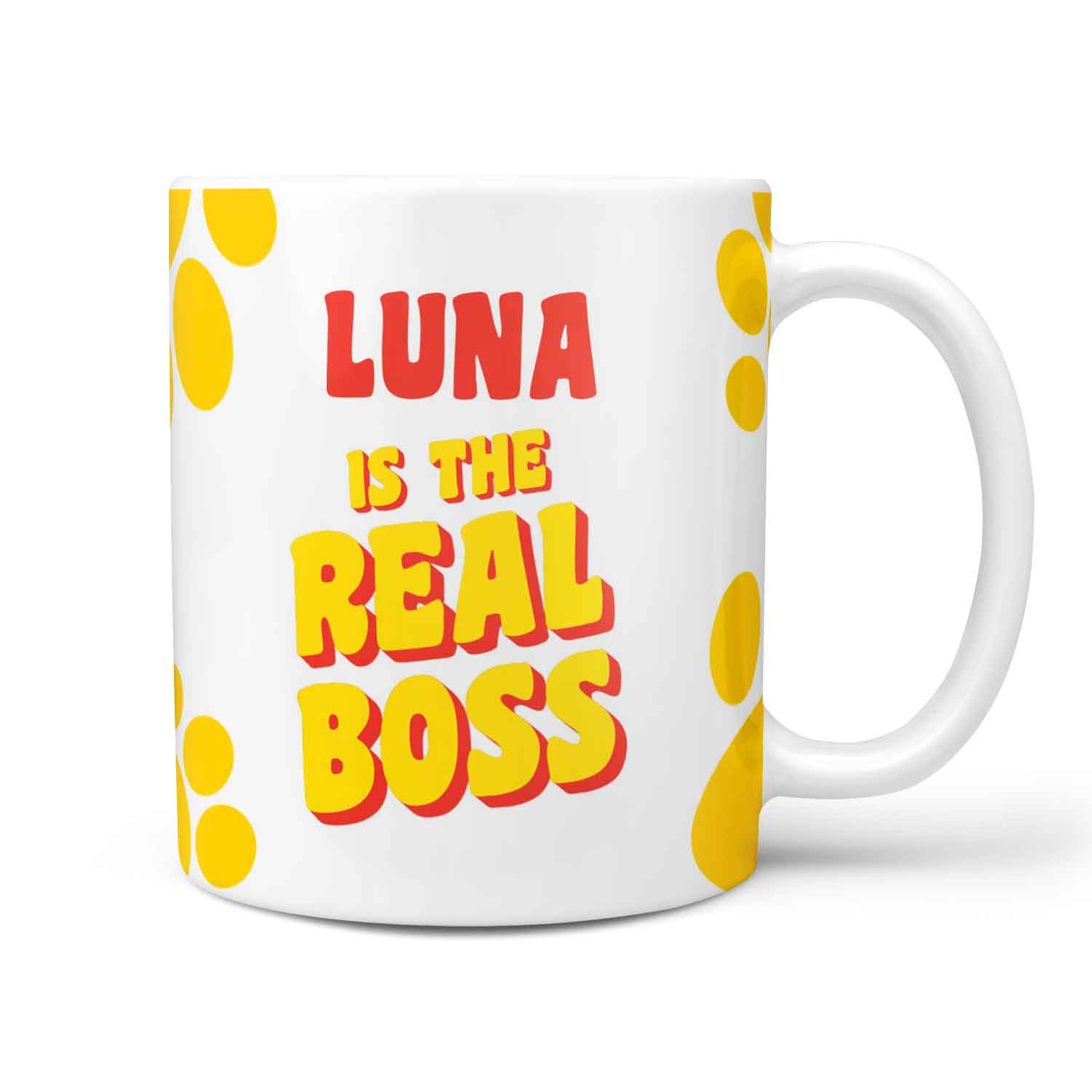 Your Cat (Name) Is The Real Boss Personalised Mug