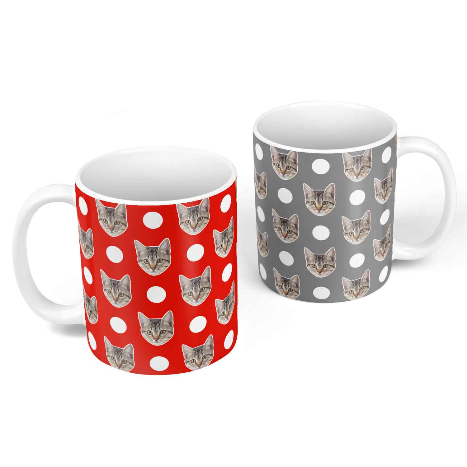 Polka Dot Pattern Personalised Cat Mug