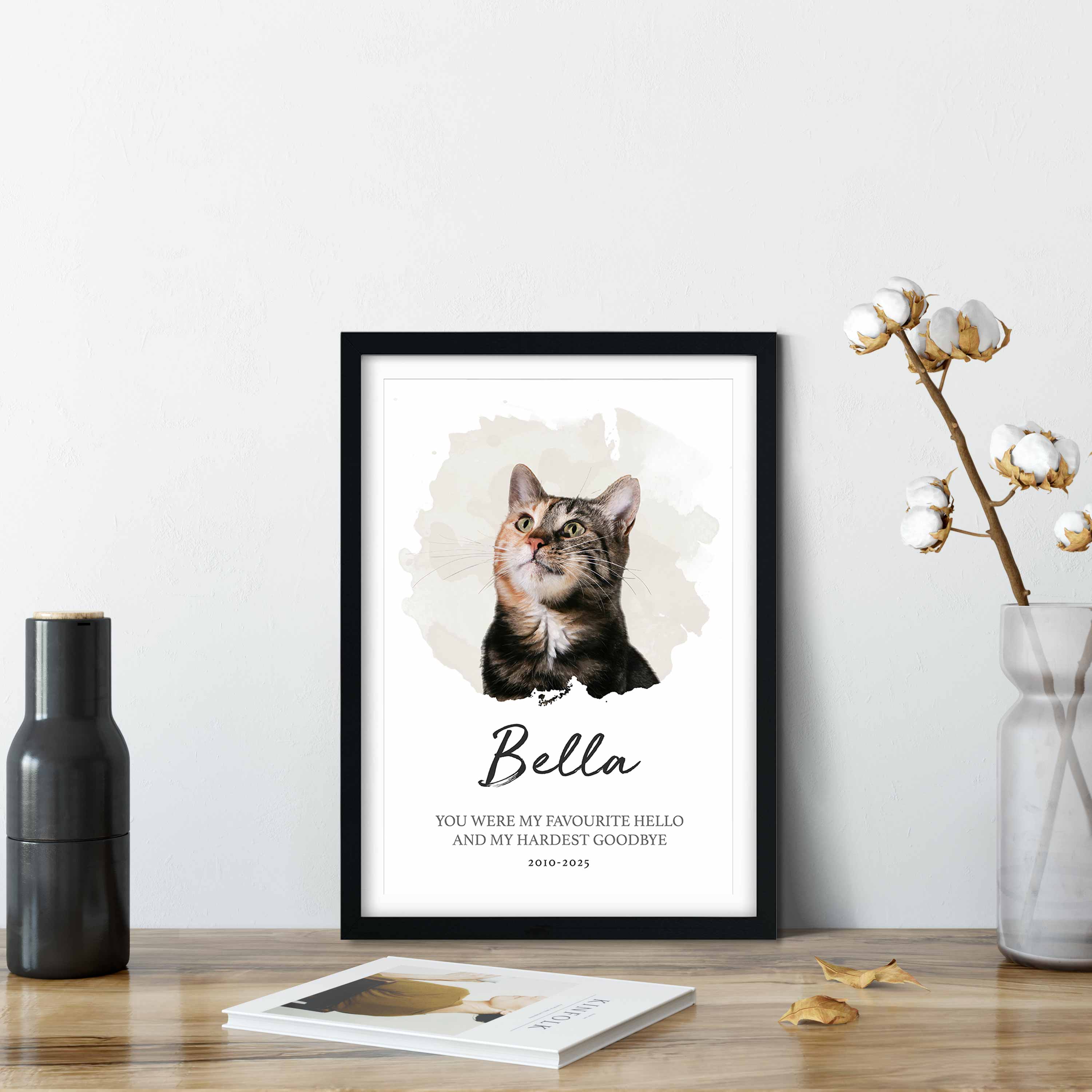 (Cat Name) Favourite Hello & Hardest Goodbye Memorial Print