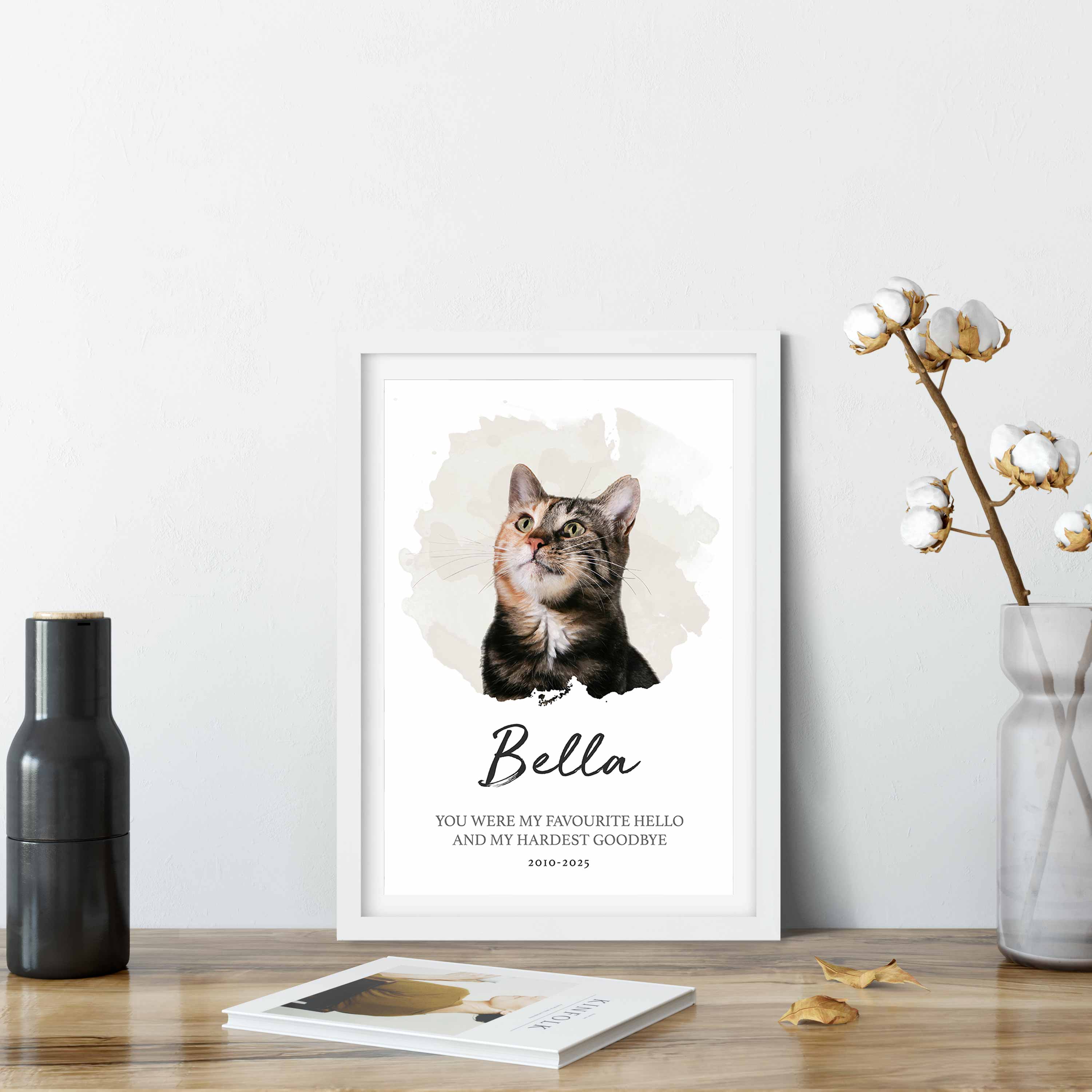 (Cat Name) Favourite Hello & Hardest Goodbye Memorial Print