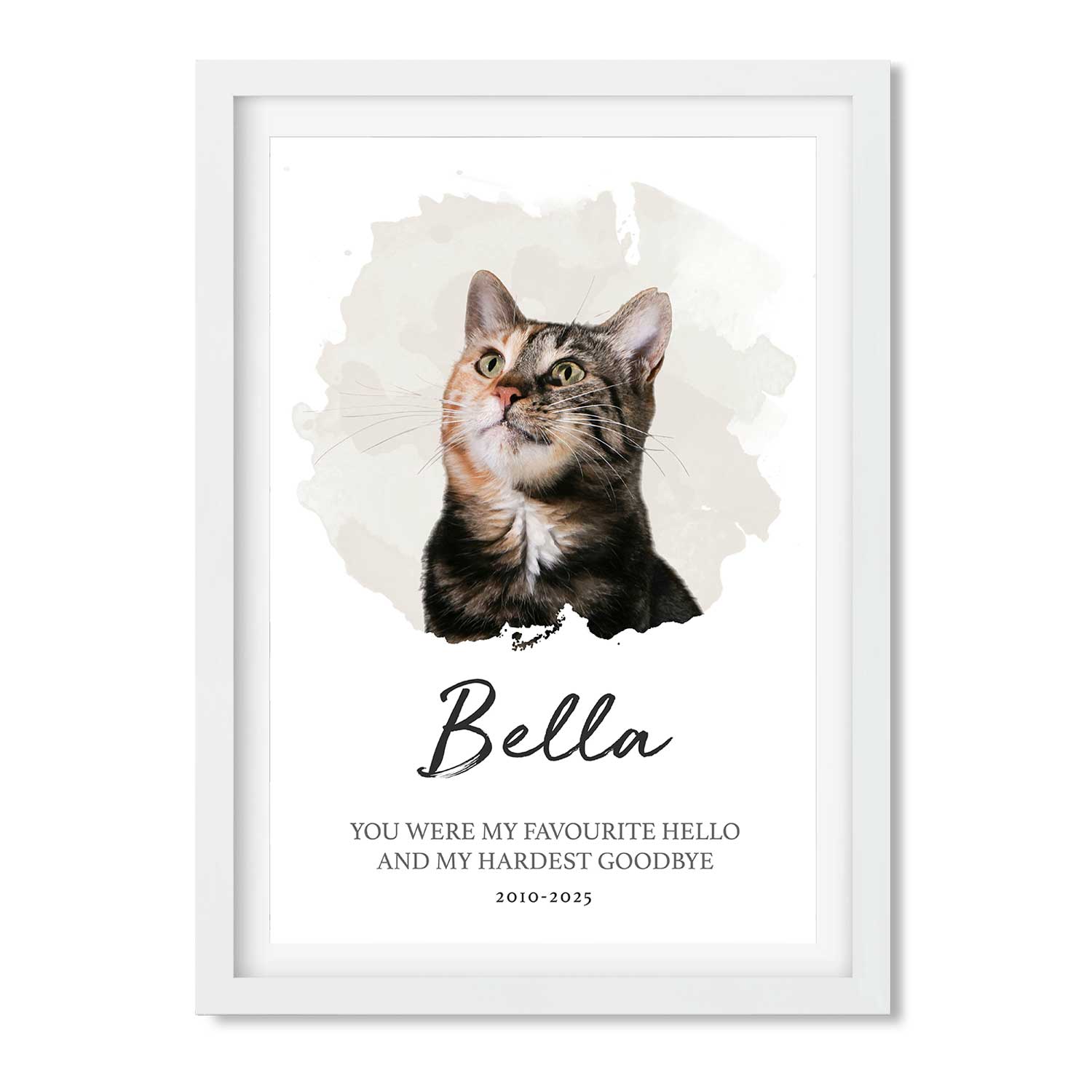 (Cat Name) Favourite Hello & Hardest Goodbye Memorial Print