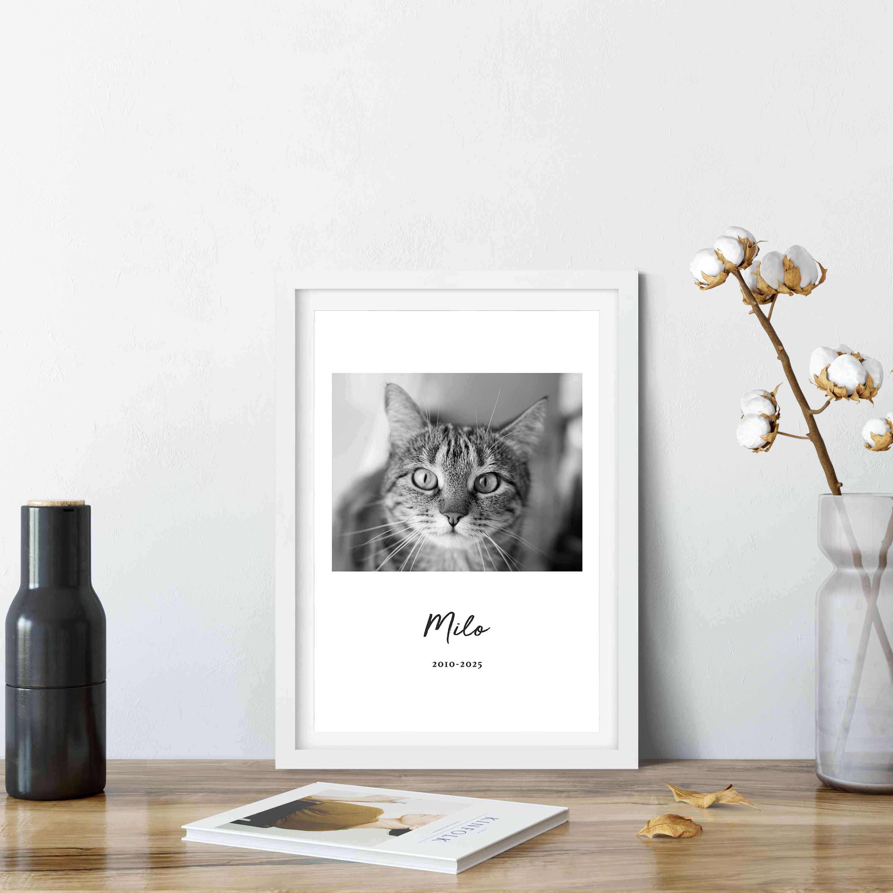 Black and White Cat Memorial Print