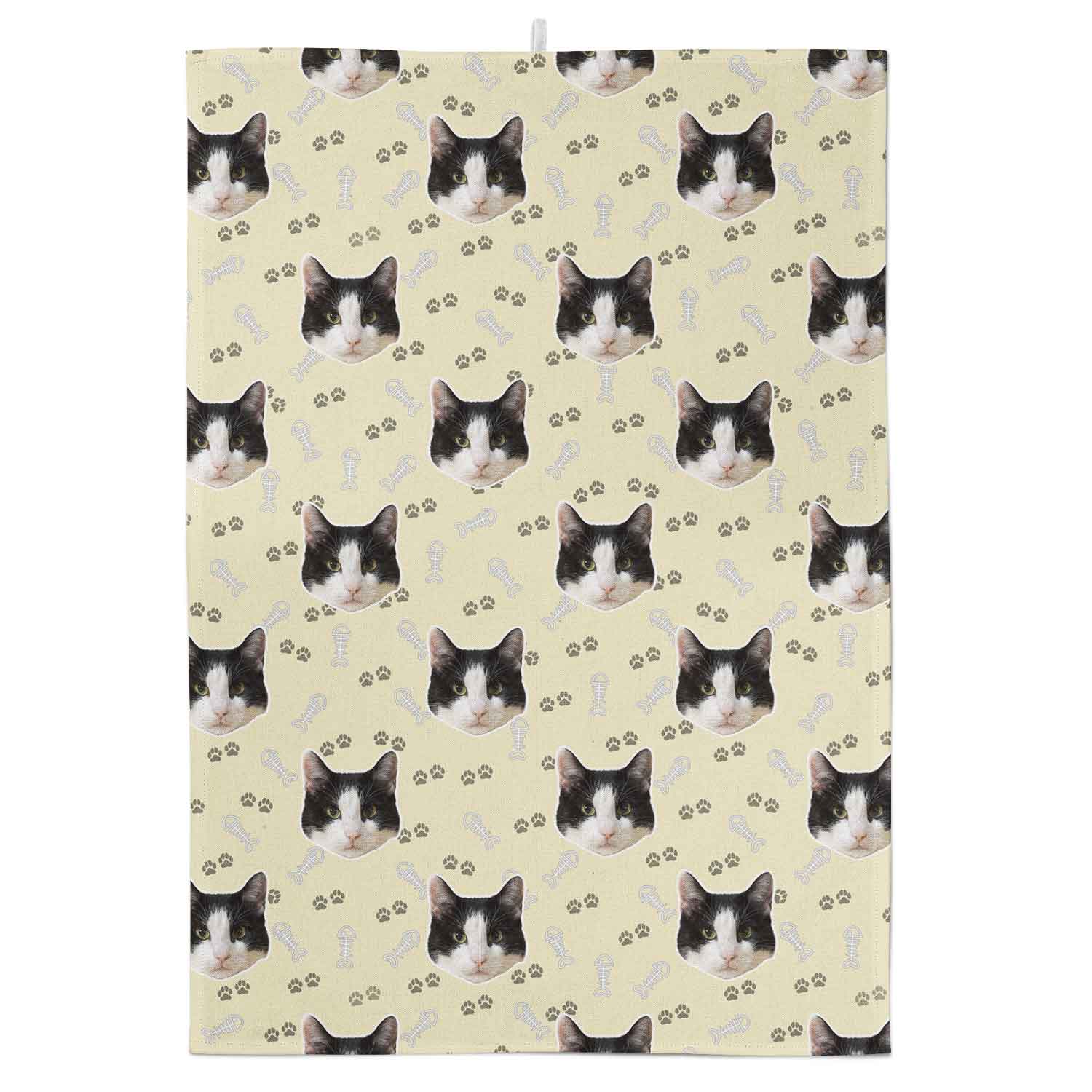 Your Cat Paw Prints Personalised Tea Towel