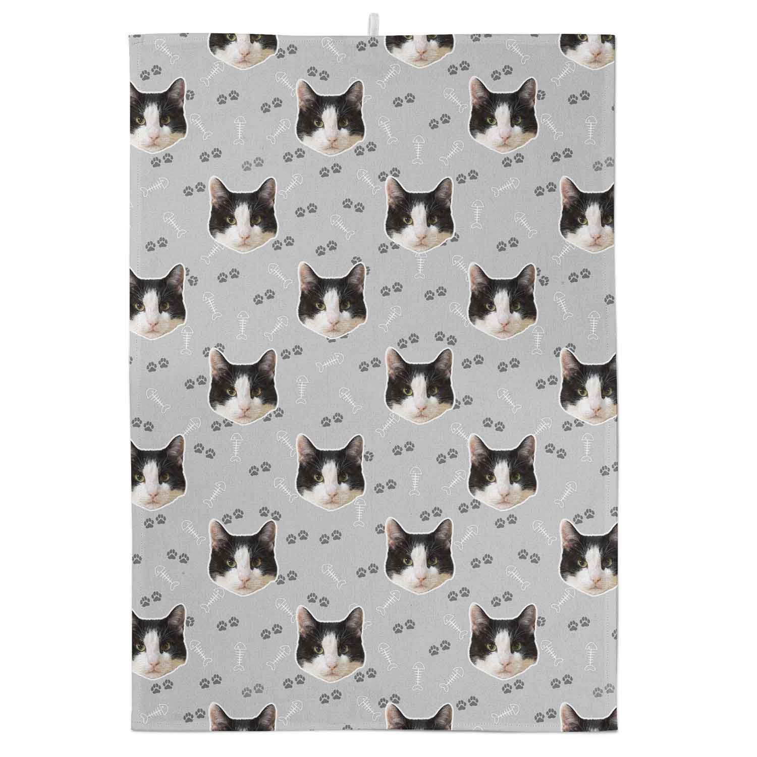 Your Cat Paw Prints Personalised Tea Towel
