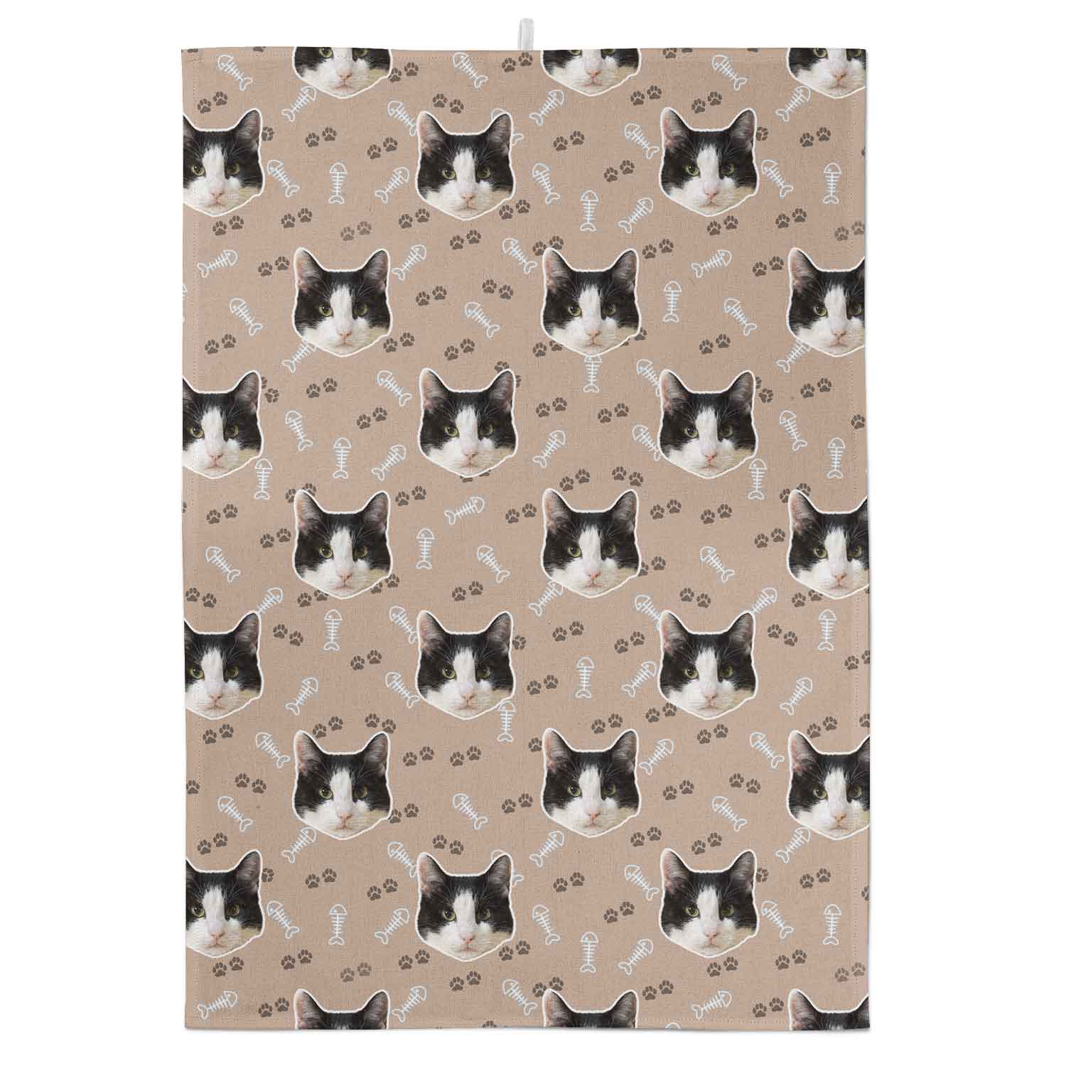 Your Cat Paw Prints Personalised Tea Towel