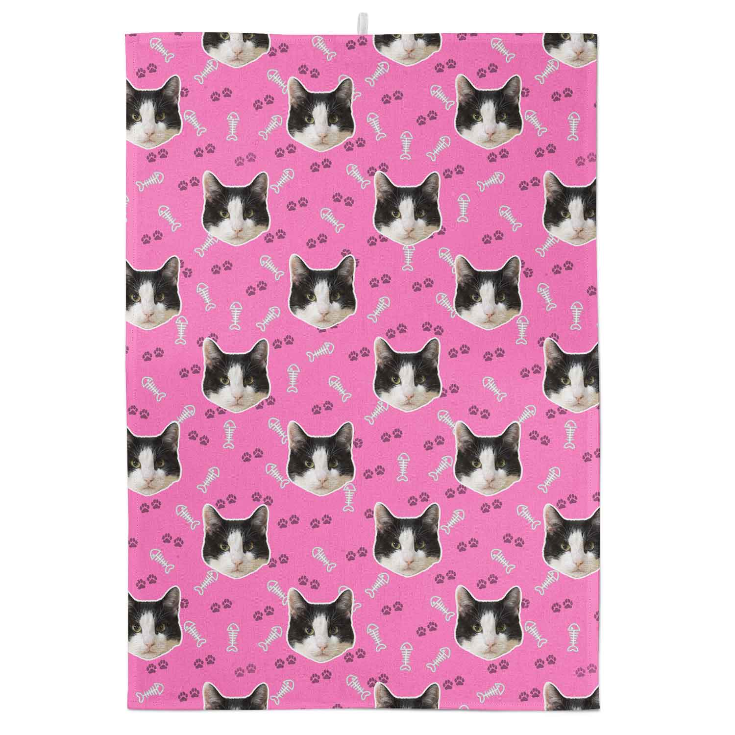 Your Cat Paw Prints Personalised Tea Towel