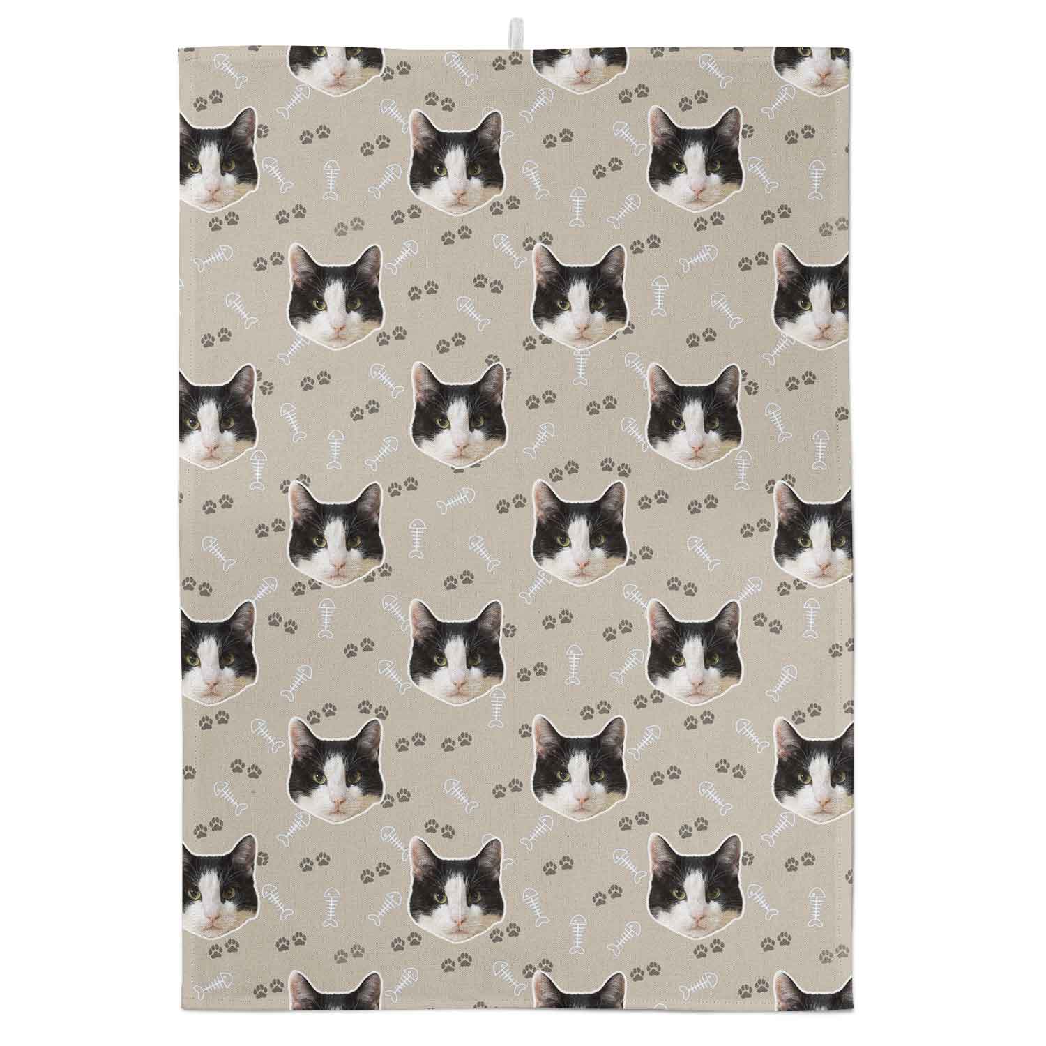 Your Cat Paw Prints Personalised Tea Towel