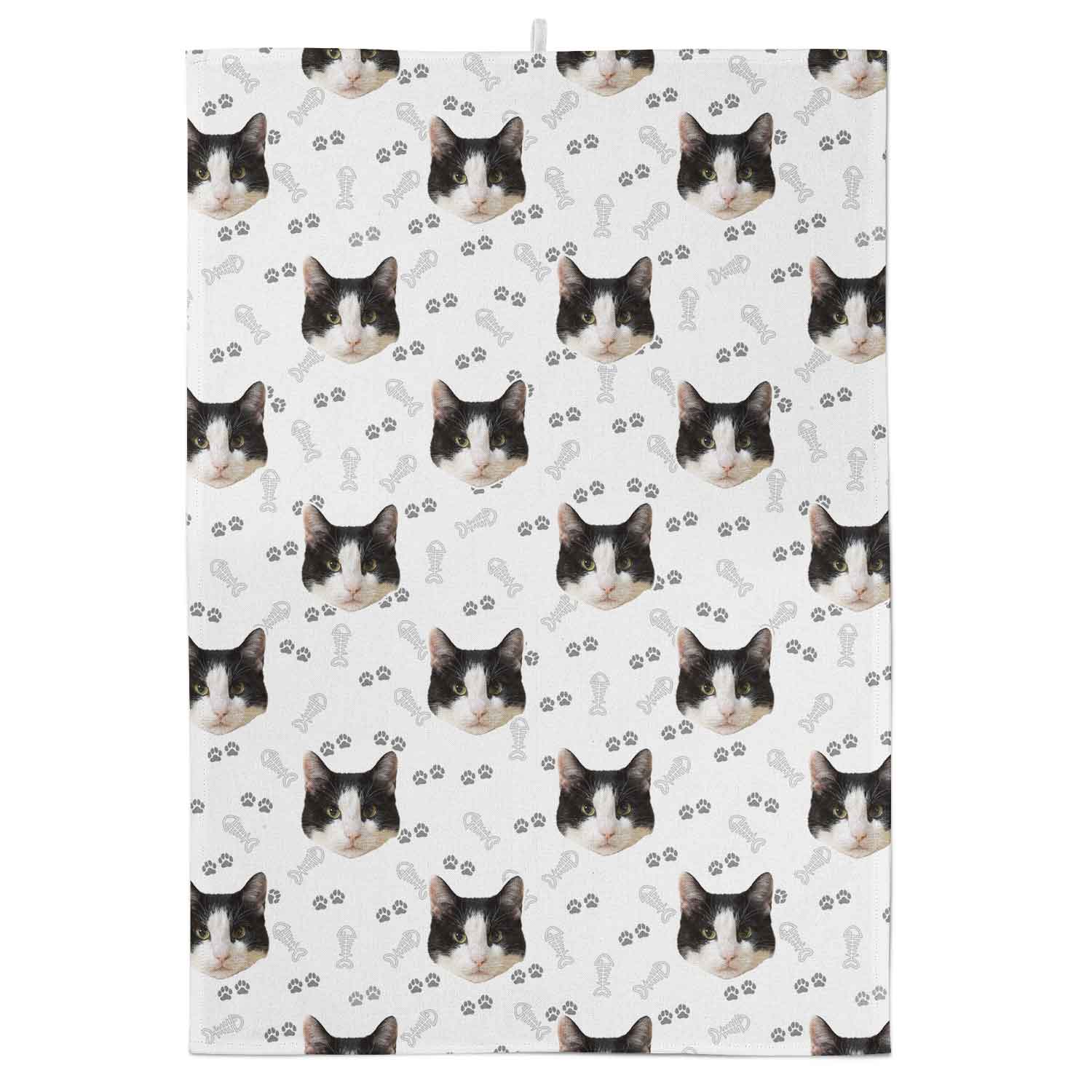 Your Cat Paw Prints Personalised Tea Towel
