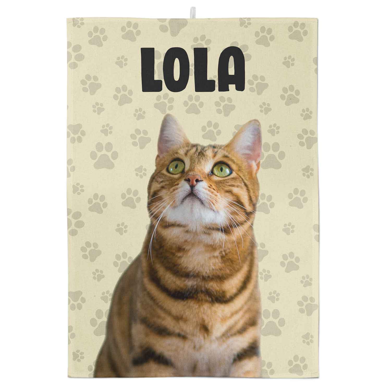 Your Cats Face & Name Personalised Tea Towel