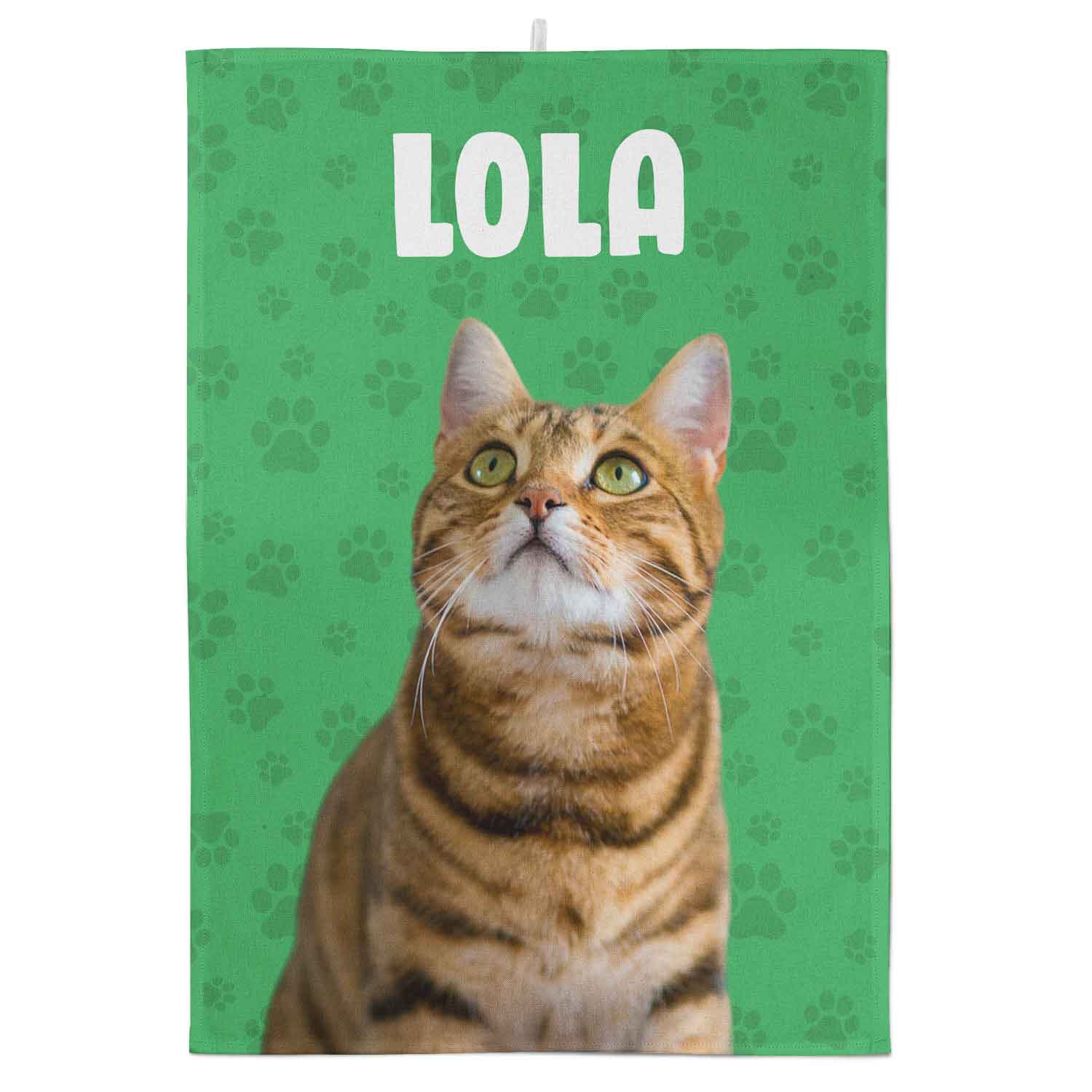 Your Cats Face & Name Personalised Tea Towel