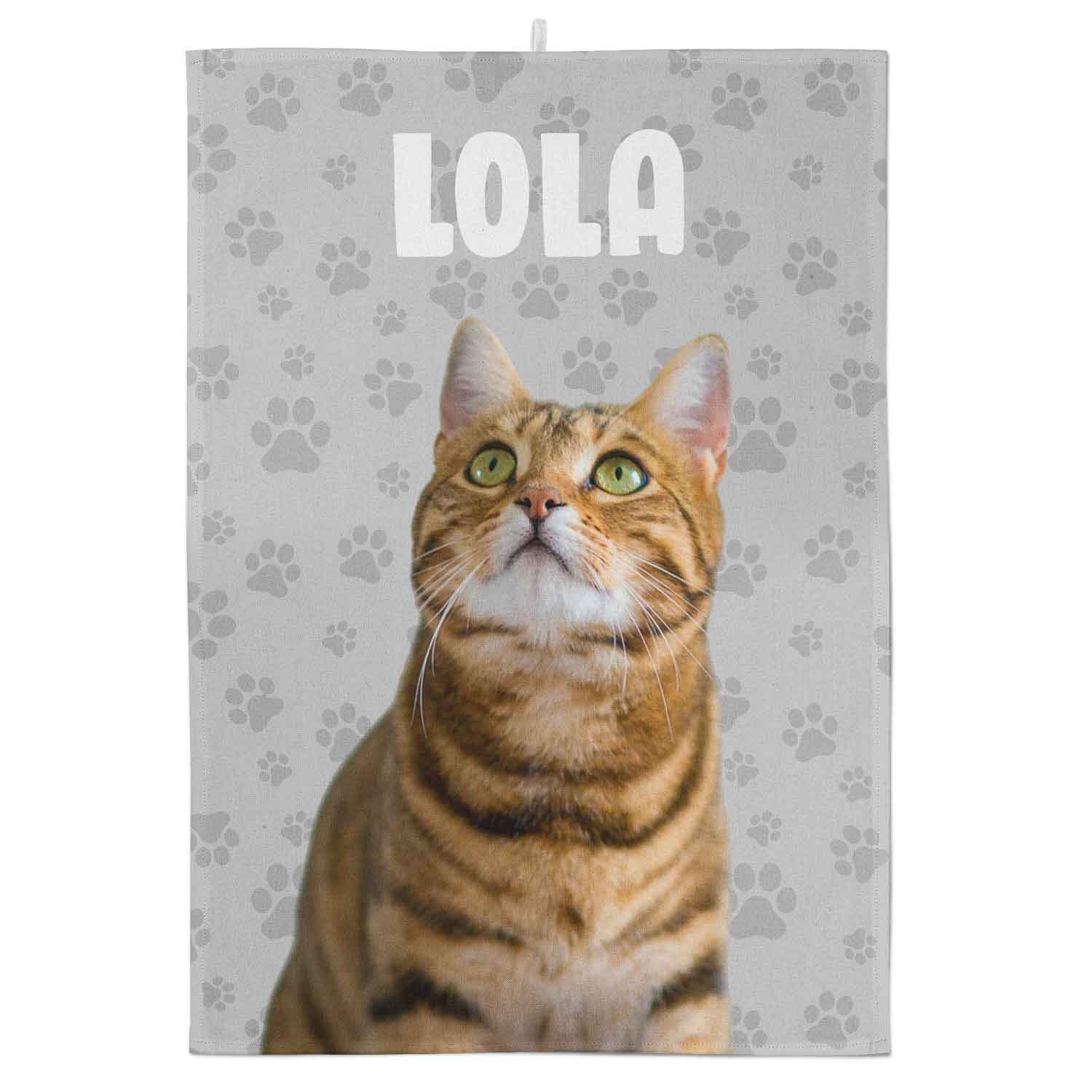 Your Cats Face & Name Personalised Tea Towel