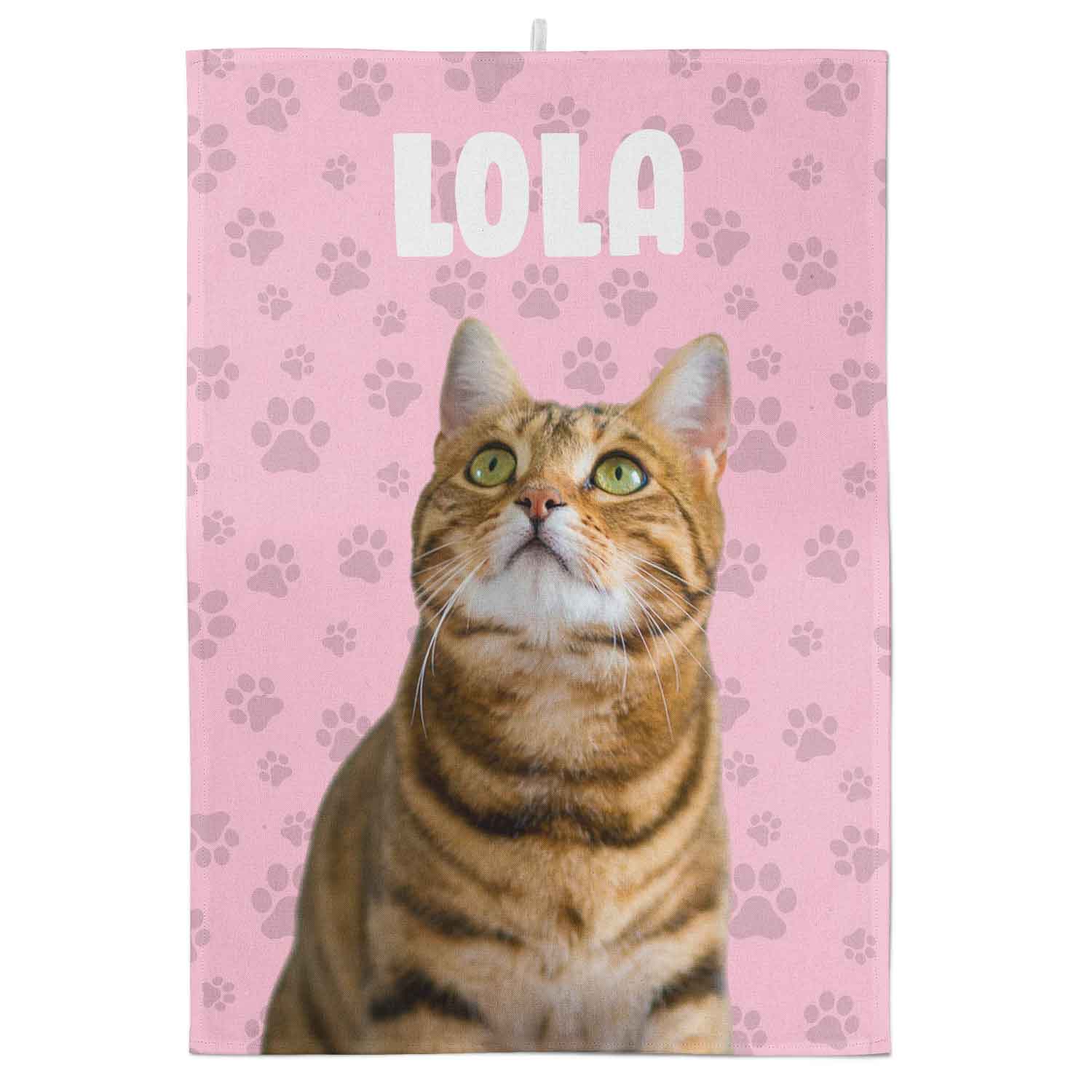 Your Cats Face & Name Personalised Tea Towel