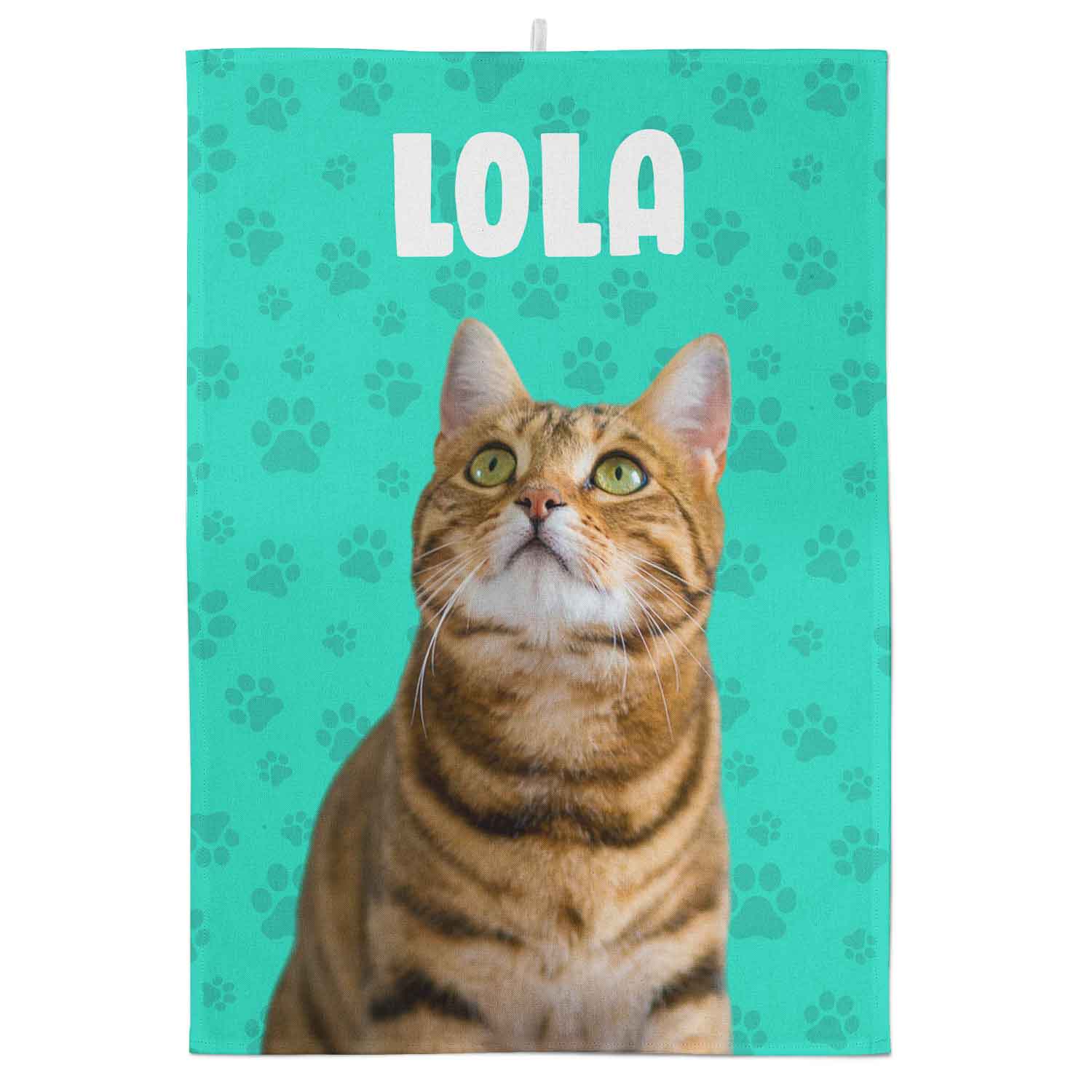 Your Cats Face & Name Personalised Tea Towel