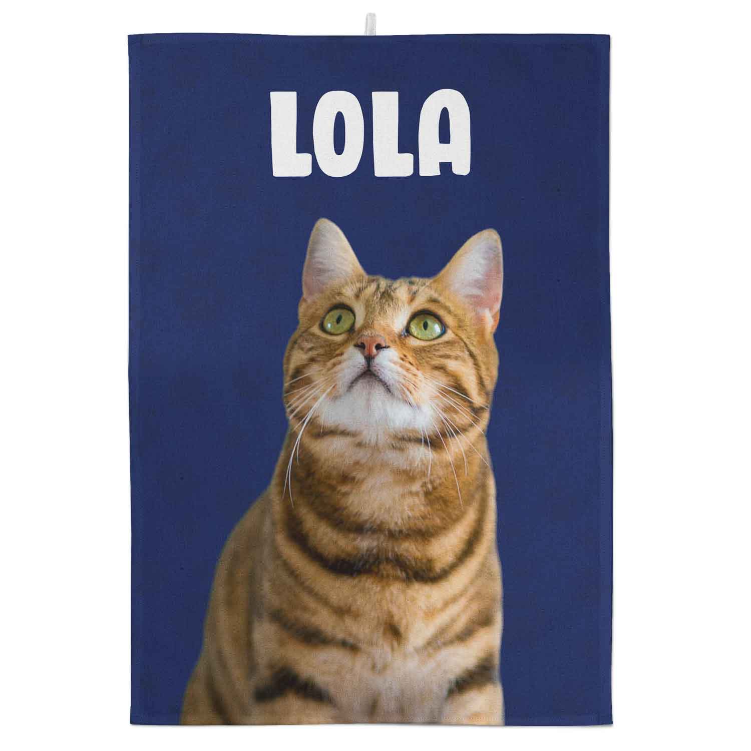 Your Cats Face & Name Personalised Tea Towel