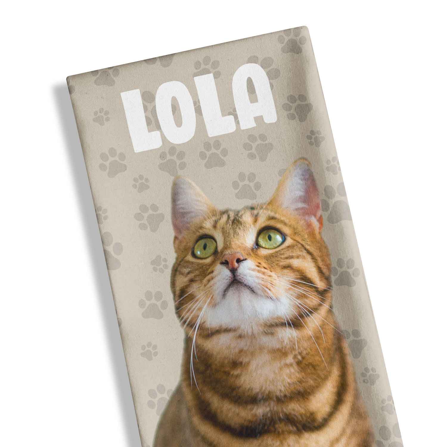 Your Cats Face & Name Personalised Tea Towel