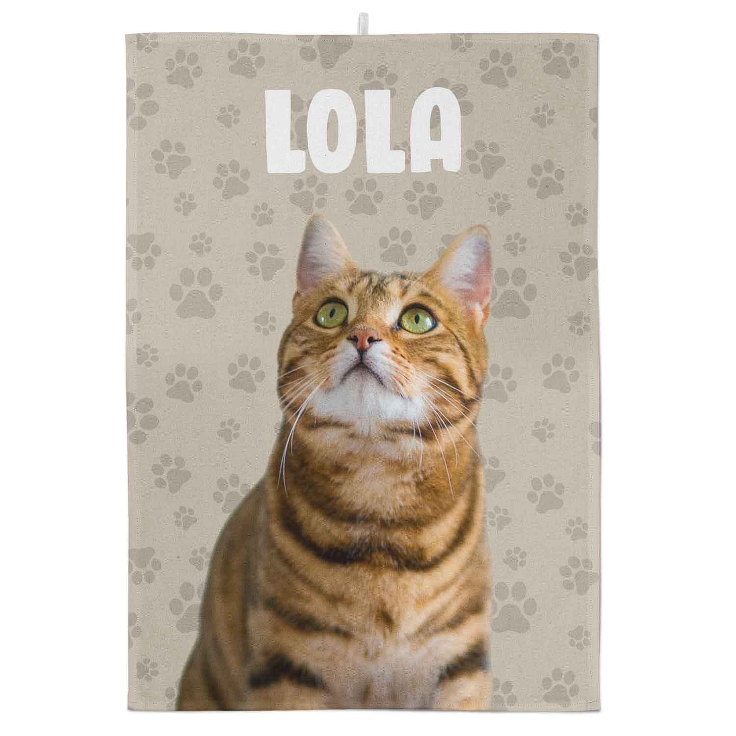 Your Cats Face & Name Personalised Tea Towel