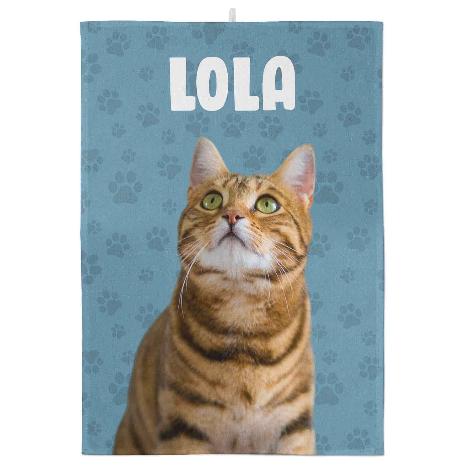 Your Cats Face & Name Personalised Tea Towel