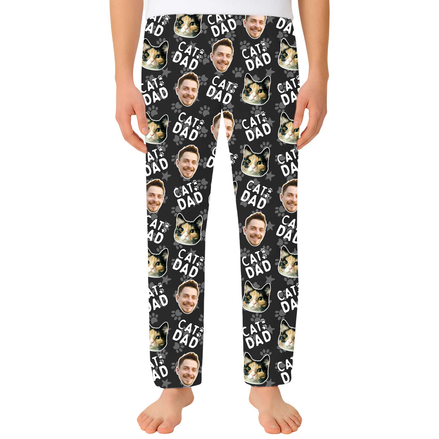 Men's Cat Dad Personalised PJ Bottoms
