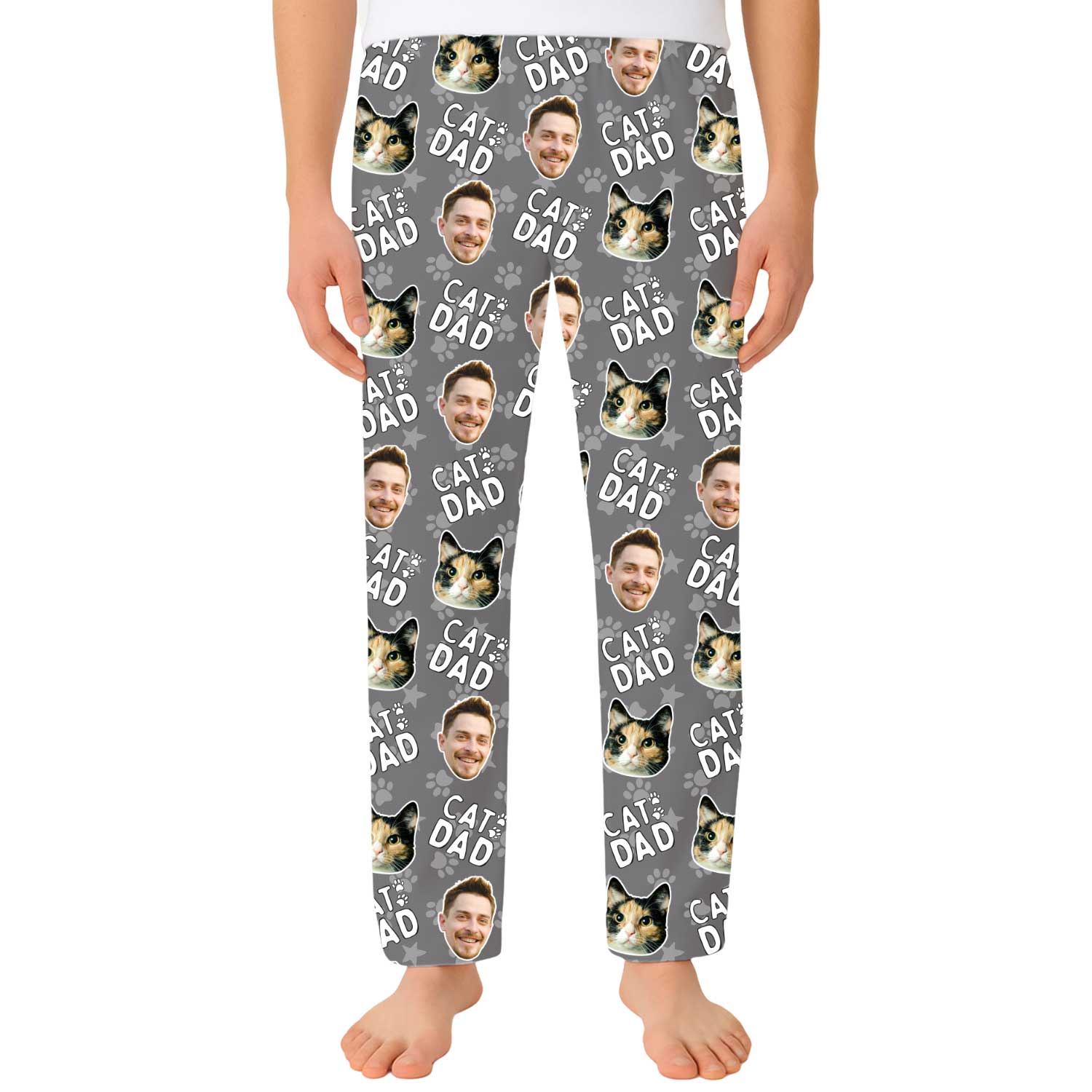 Men's Cat Dad Personalised PJ Bottoms