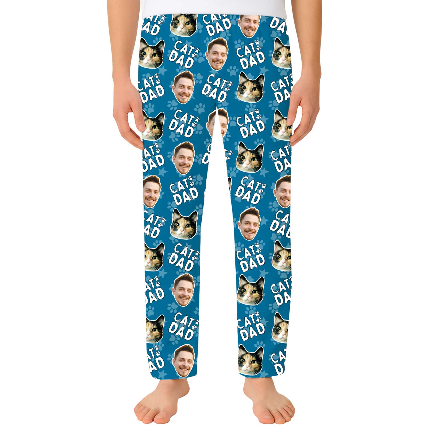 Men's Cat Dad Personalised PJ Bottoms