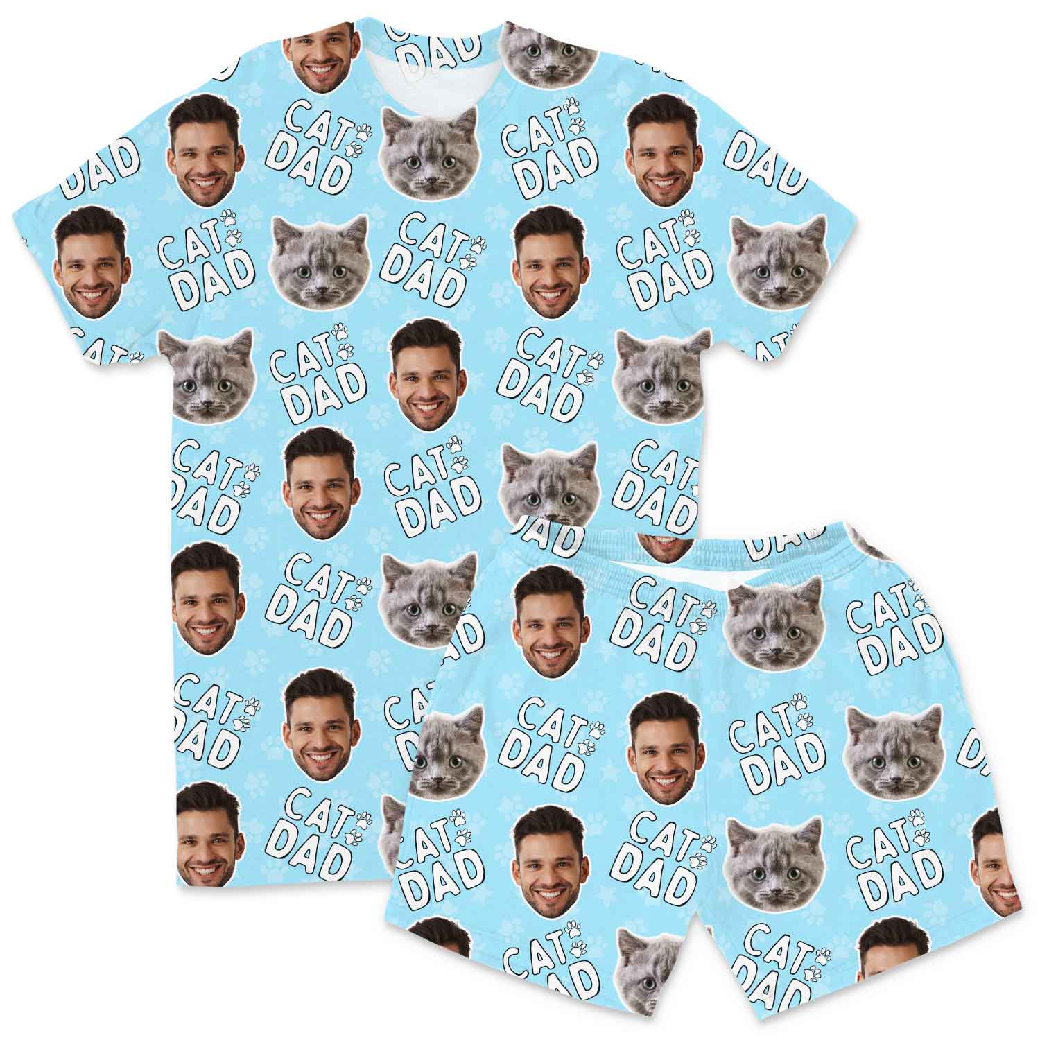 Men's Cat Dad Personalised PJs - Shorts Set