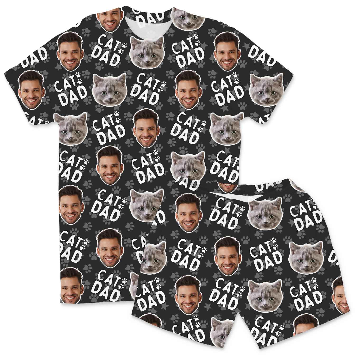 Men's Cat Dad Personalised PJs - Shorts Set