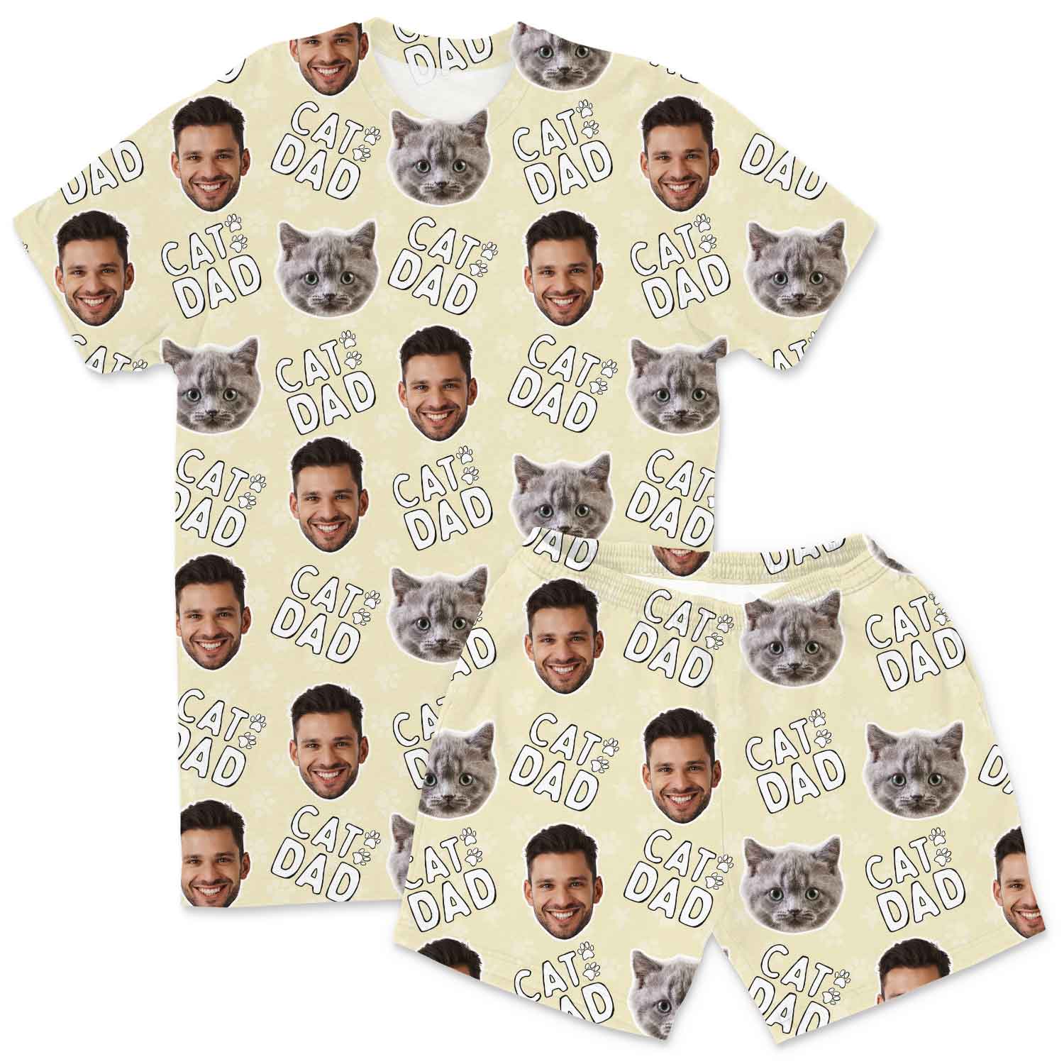 Men's Cat Dad Personalised PJs - Shorts Set
